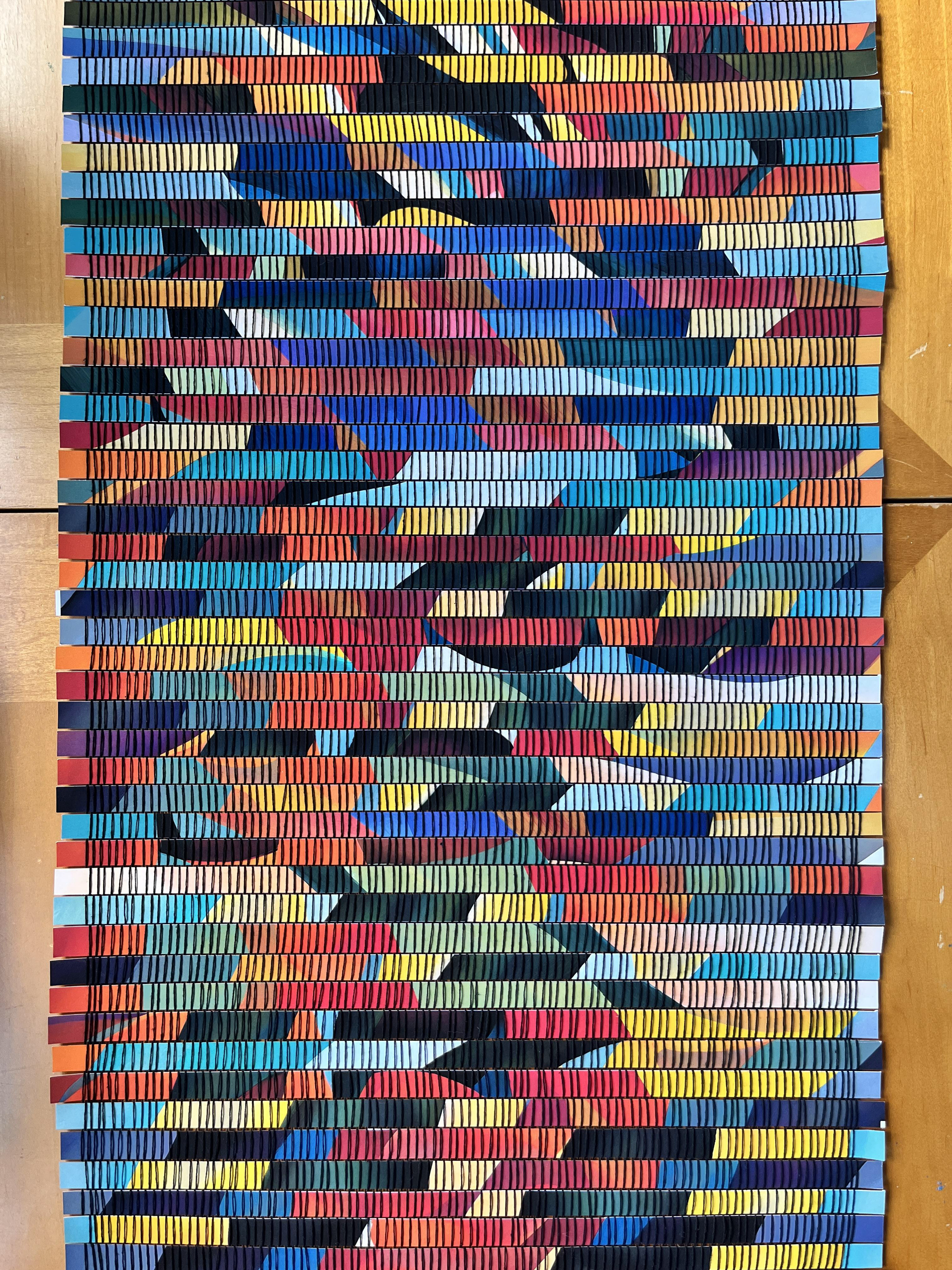Weaving with abstract art prints