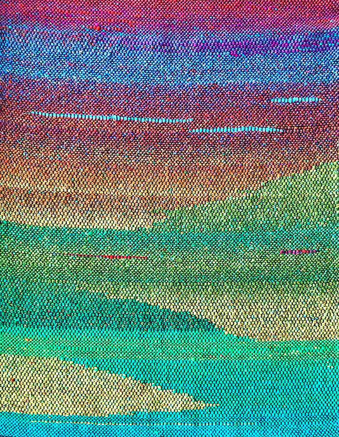 Detail of a commissioned weaving, exploring the meeting place of sea and sky.