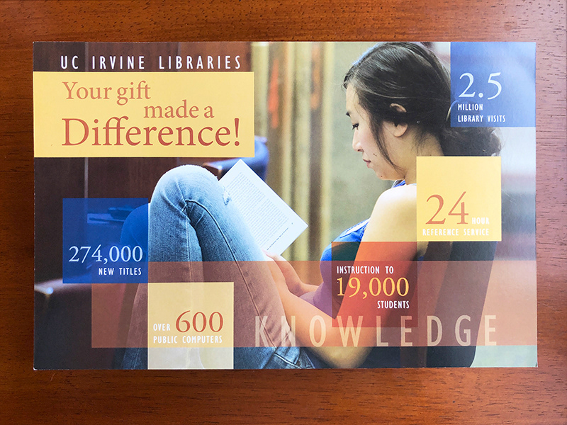 Designed for the UCI Libraries' Development Office