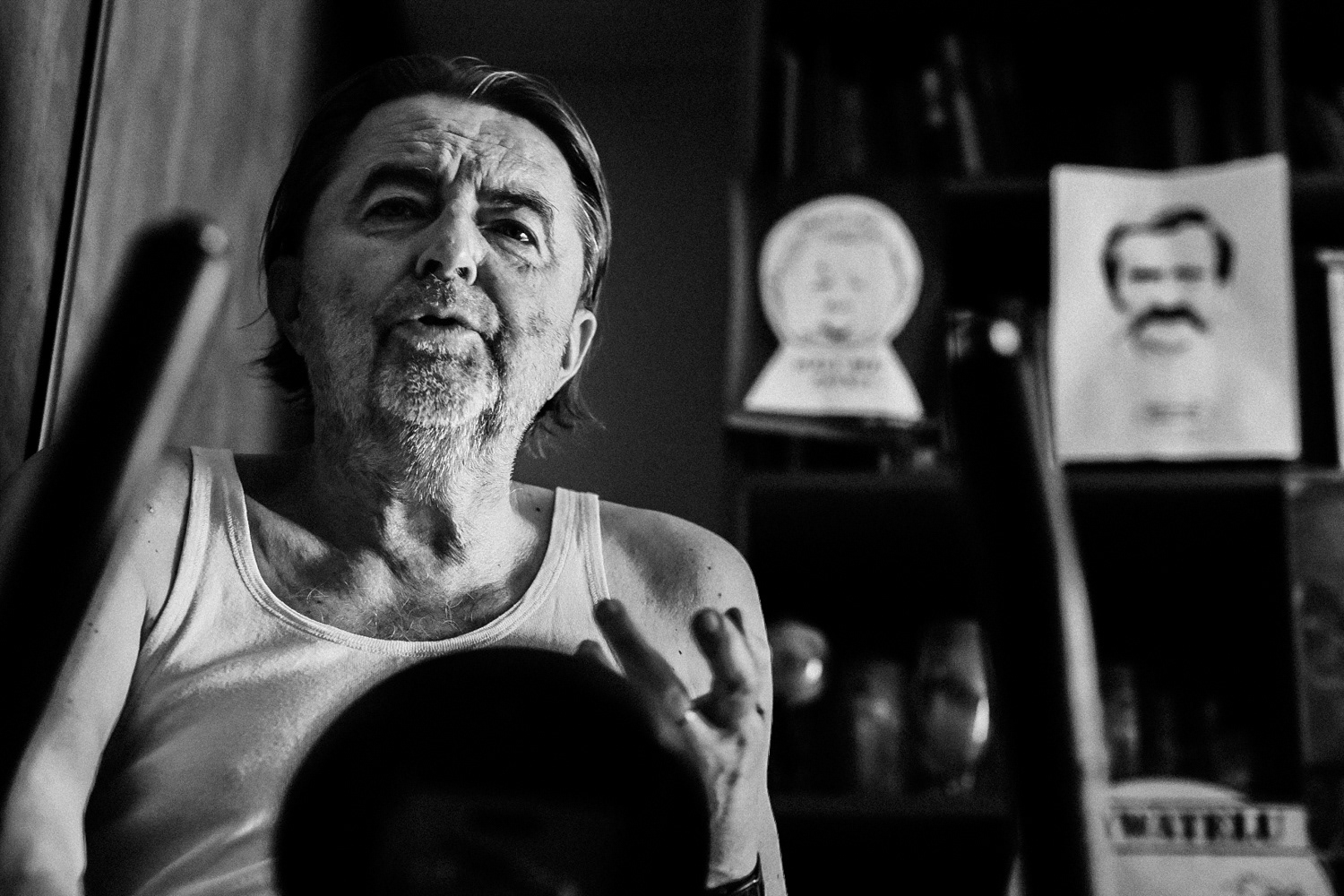 Portrait of Wojtek exercising at home