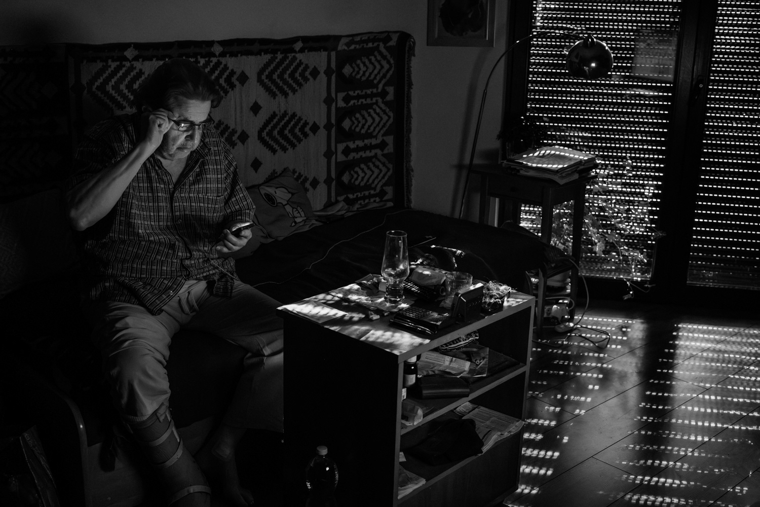 Wojtek resting in his living room