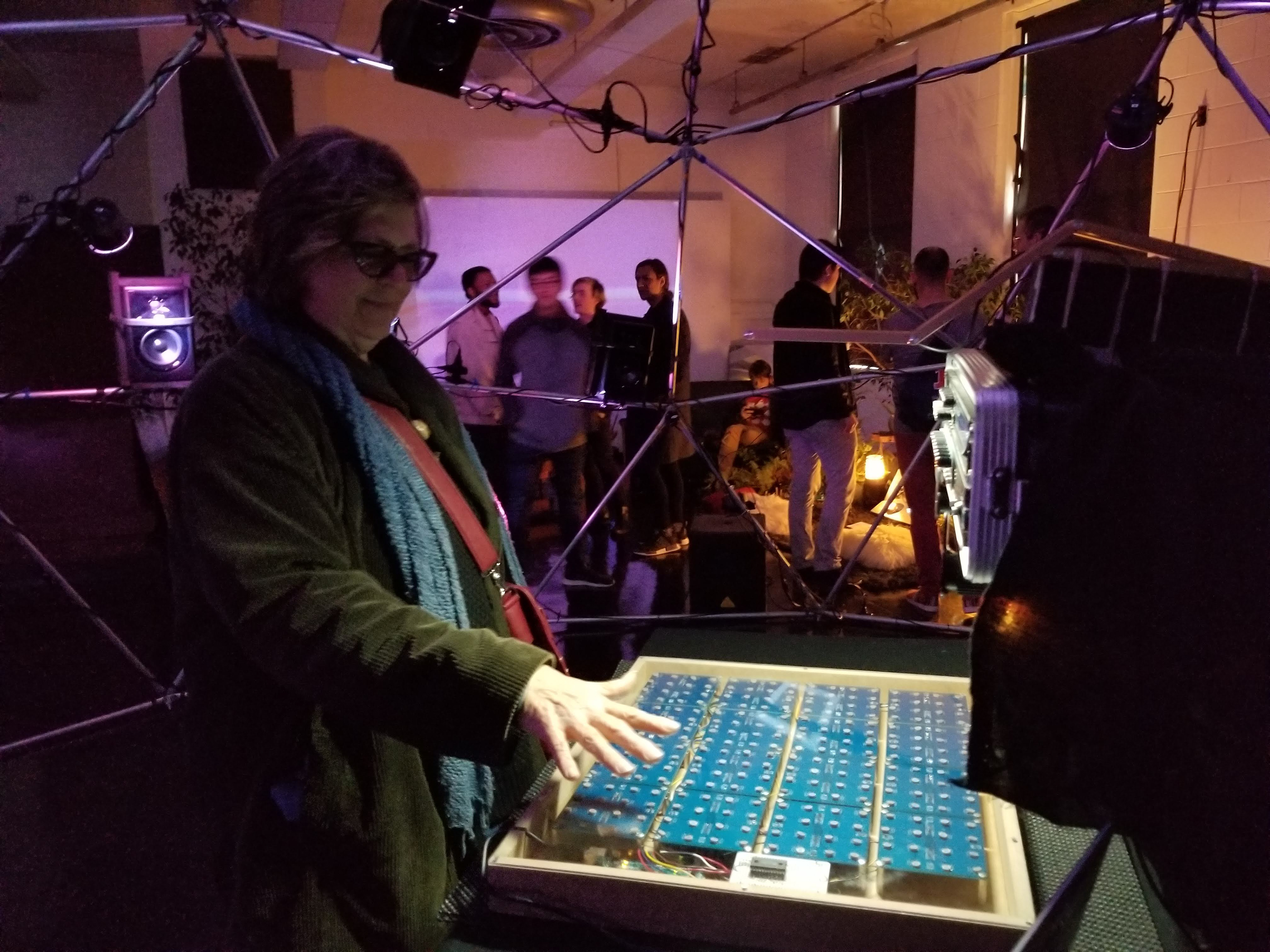 Melissa Merli interacting with Ambient Spatial Sound by Eli Fieldsteel.