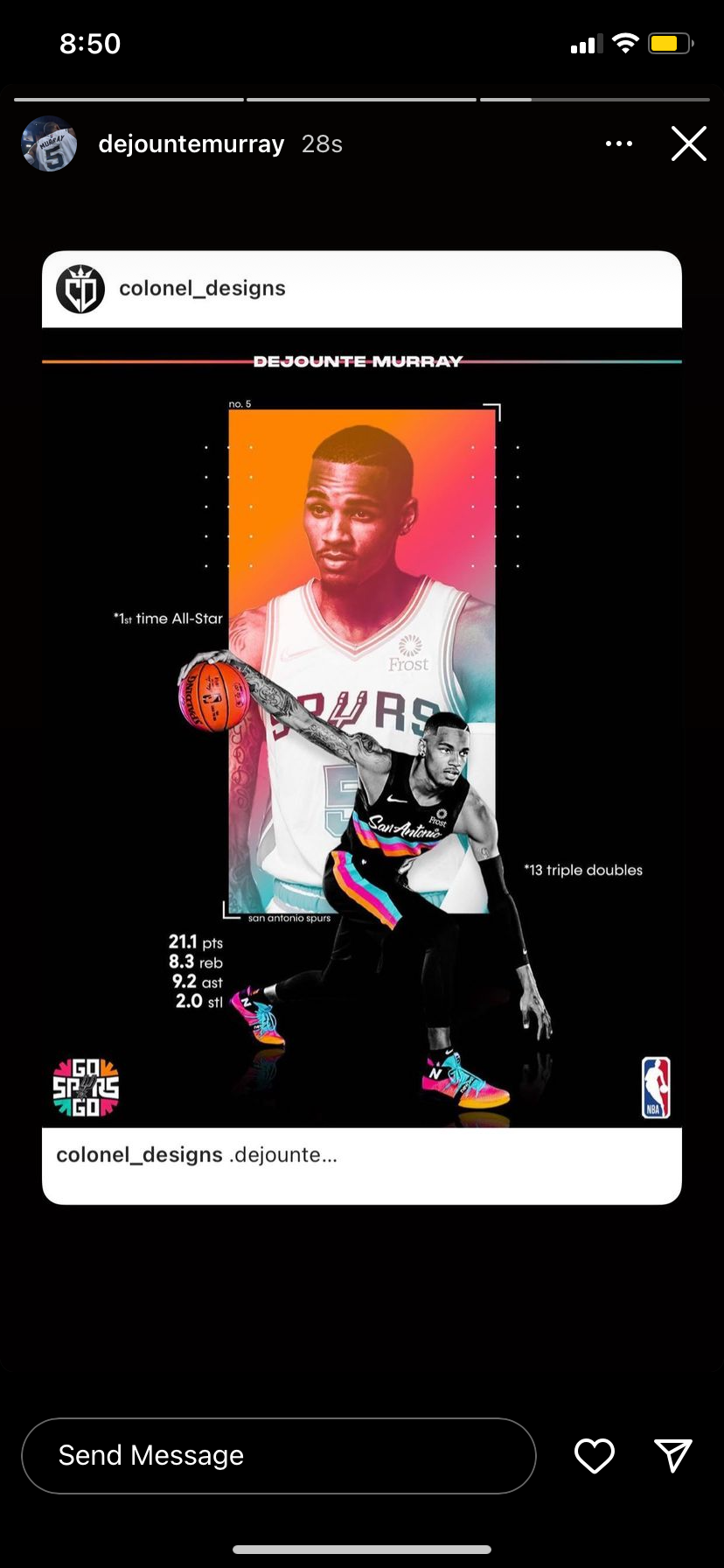 Dejounte Murray Instagram Story
