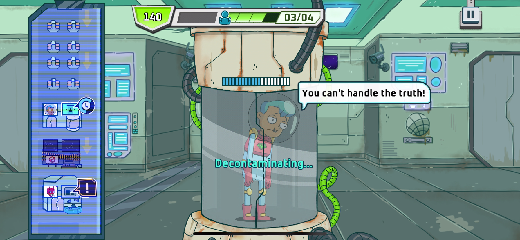 Every minigame has a different cooldown so players have to always move between minigames to complete the level.