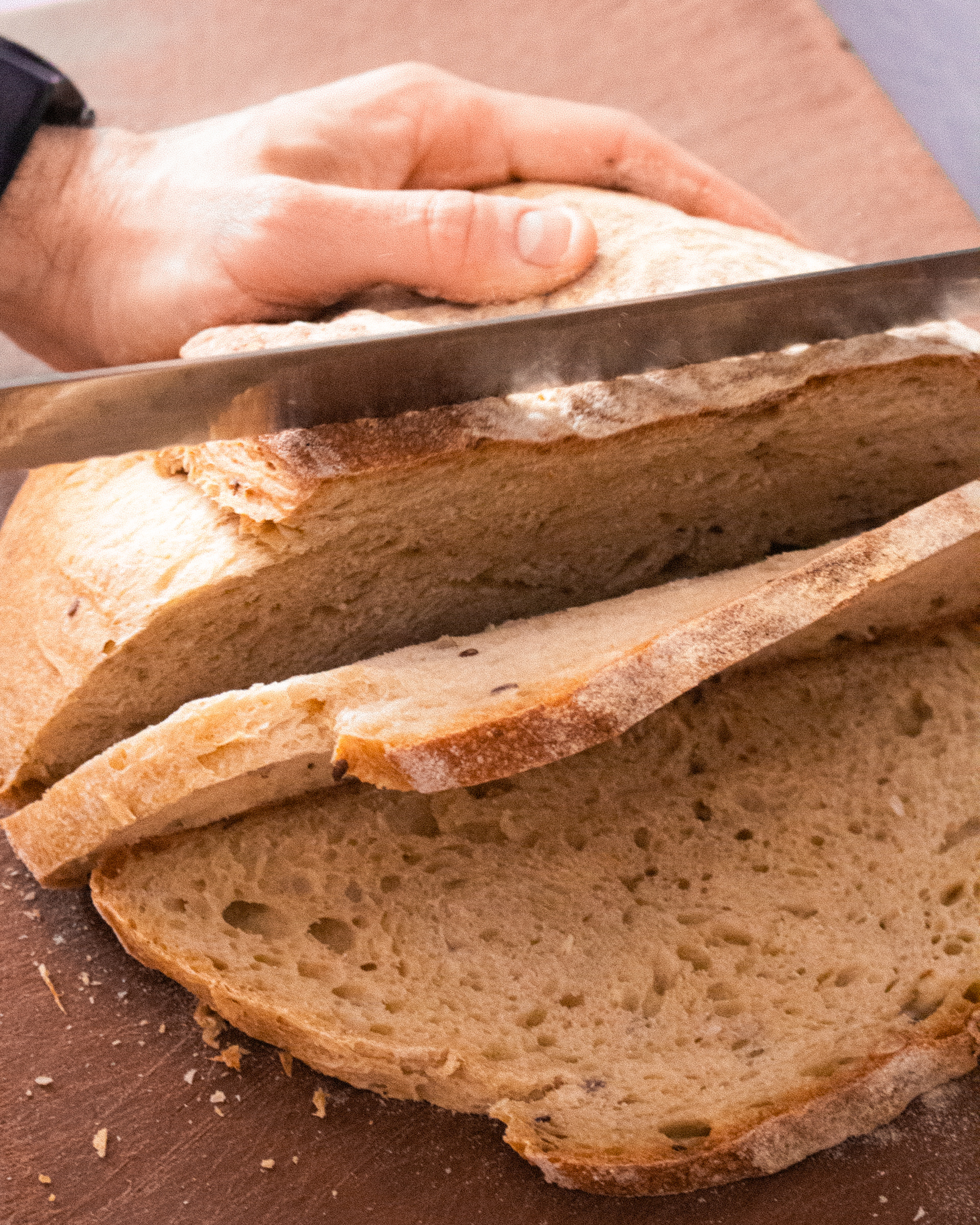 Cutting bread at Gaillot et Gray Harold's Cross 