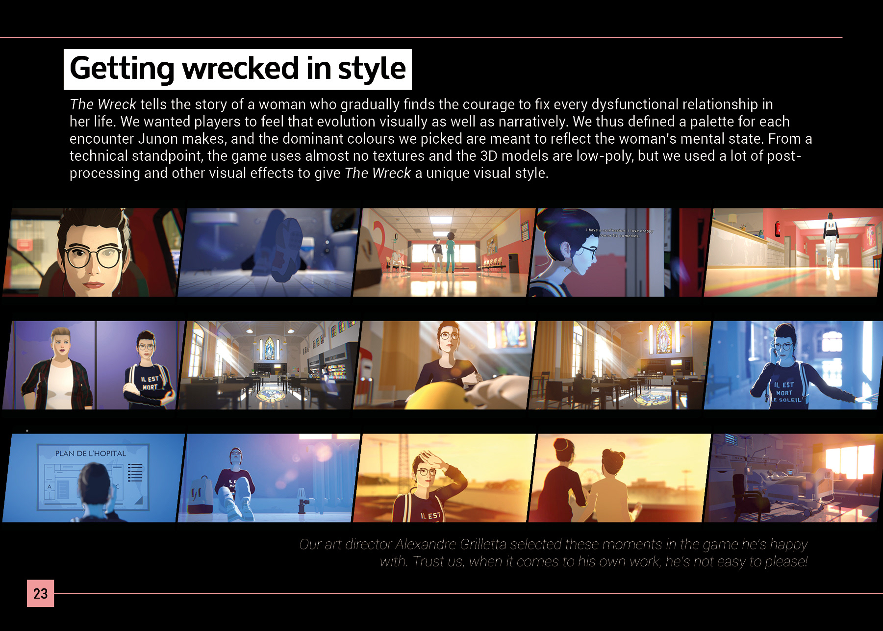 Mise en page d'un livret de présentation pour le jeu vidéo The Wreck