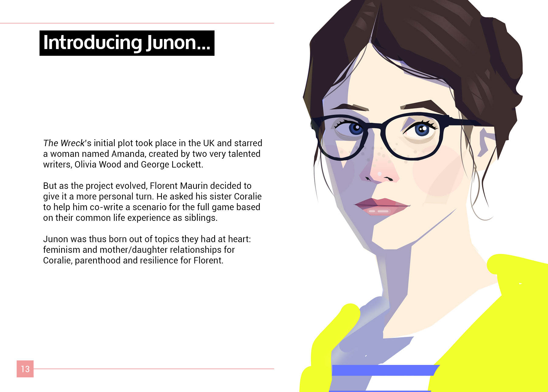 Mise en page d'un livret de présentation pour le jeu vidéo The Wreck