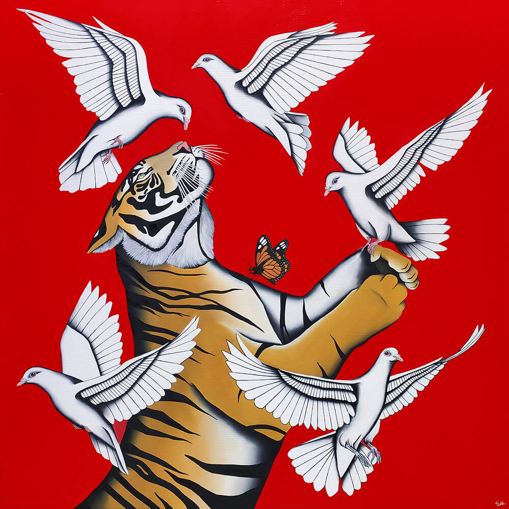 La paix. Huile sur toile 80x80cm
