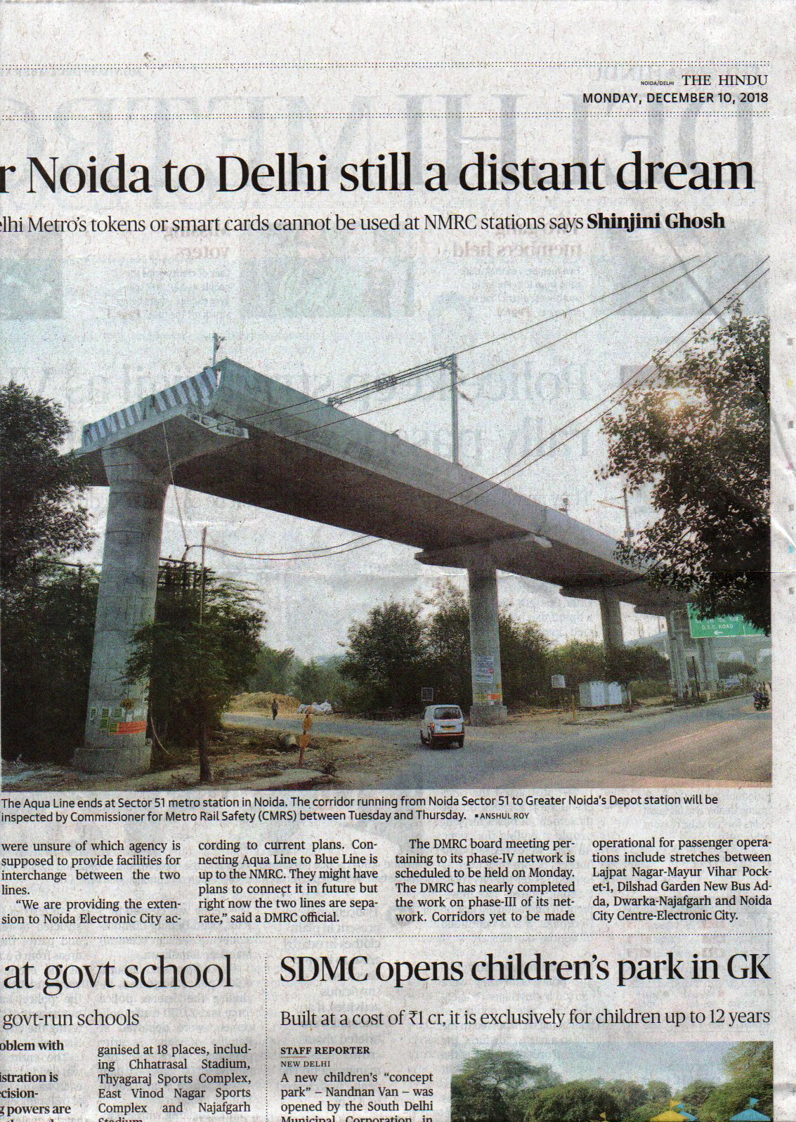Delhi city edition of The Hindu (10 Dec 2018)