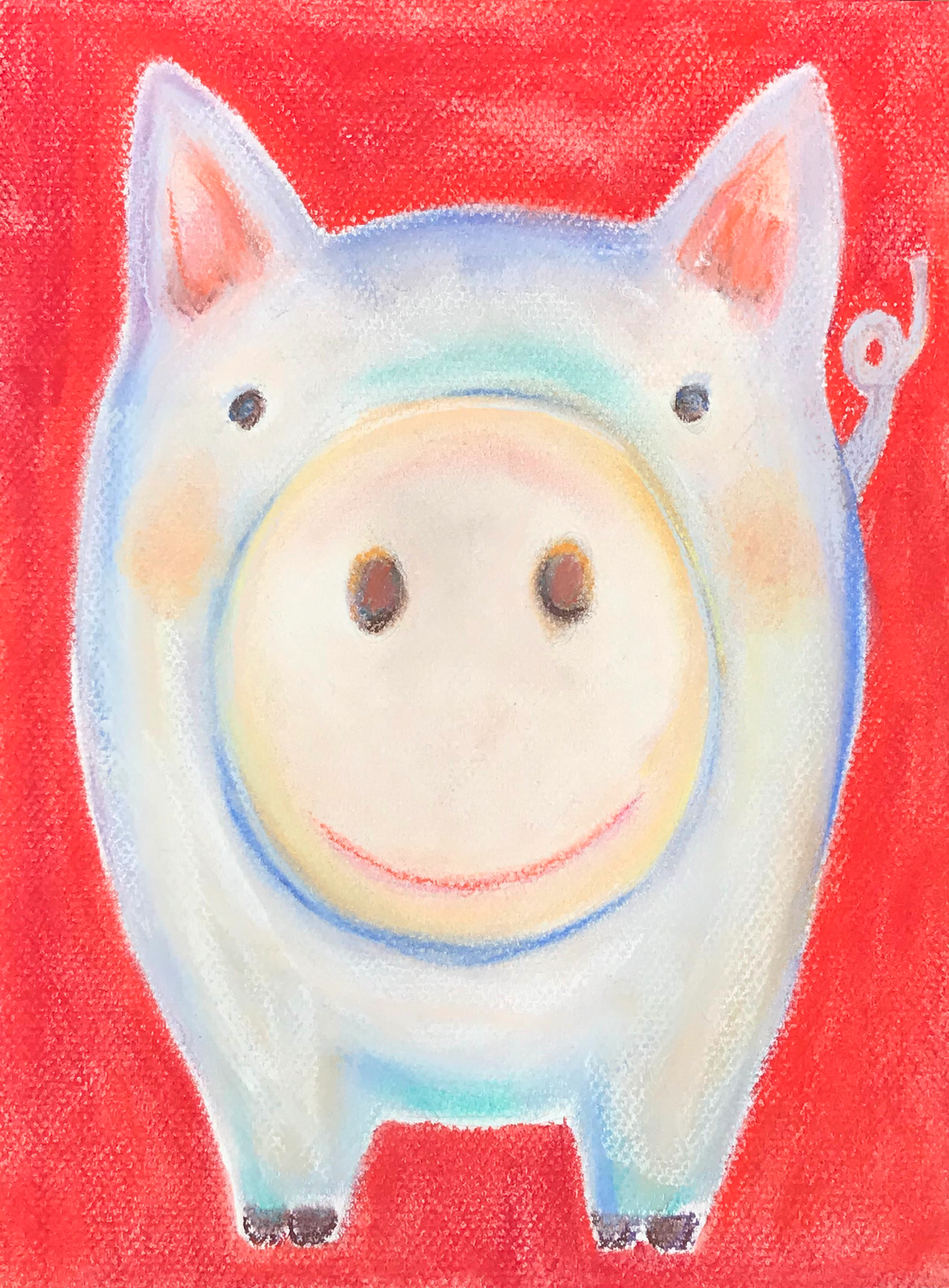 Smiling piggy - pastel