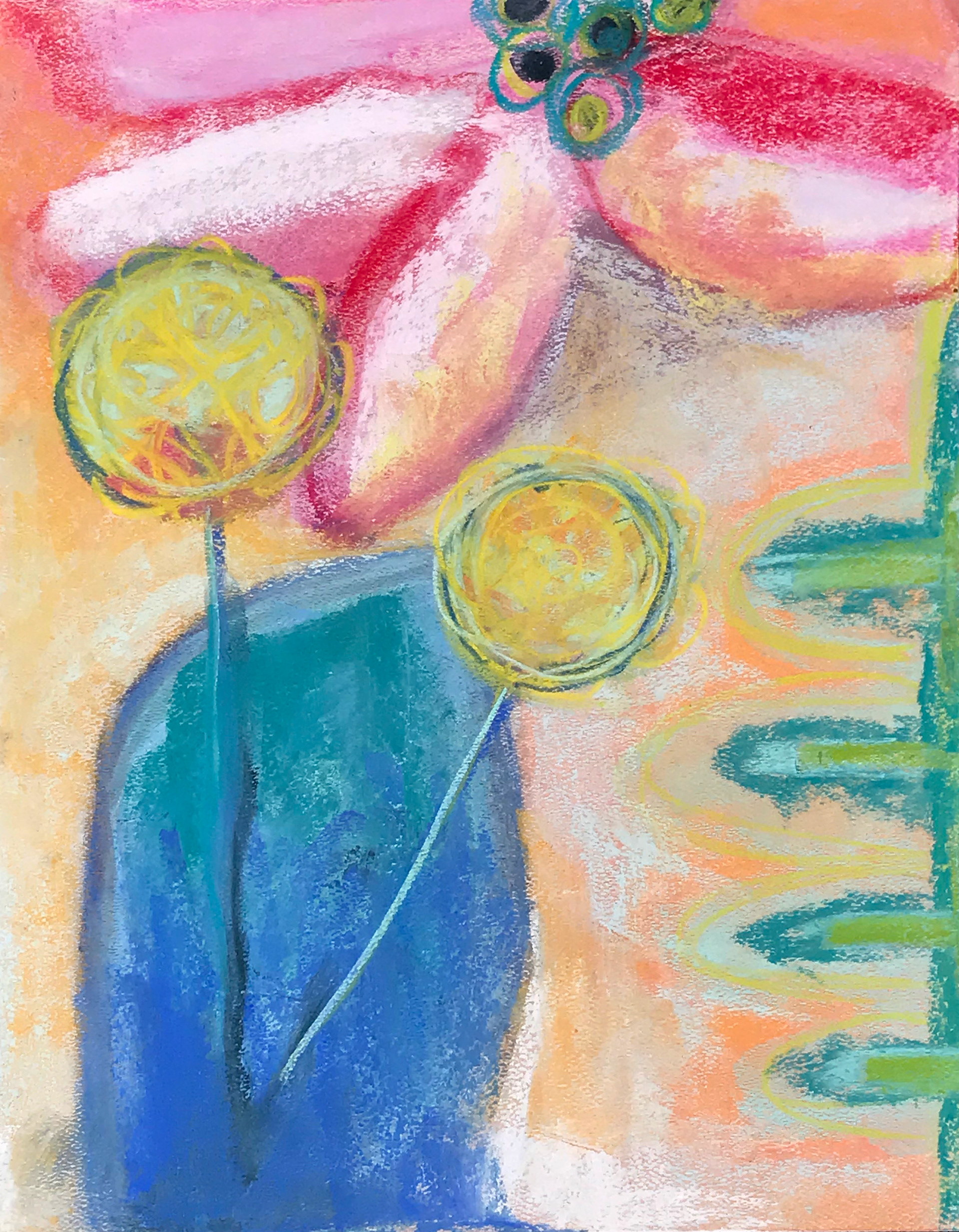 Flowers in vase - oil pastel
