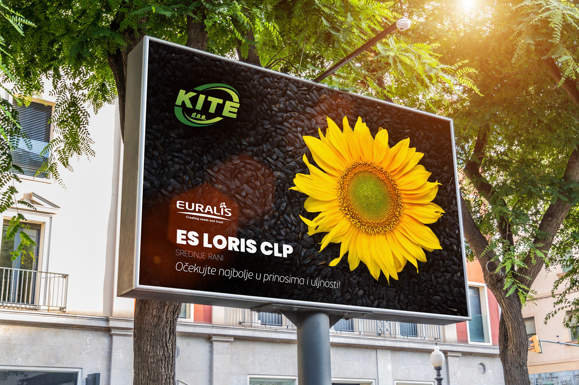 Outdoor horizontal billboard with natural landscape mockup
