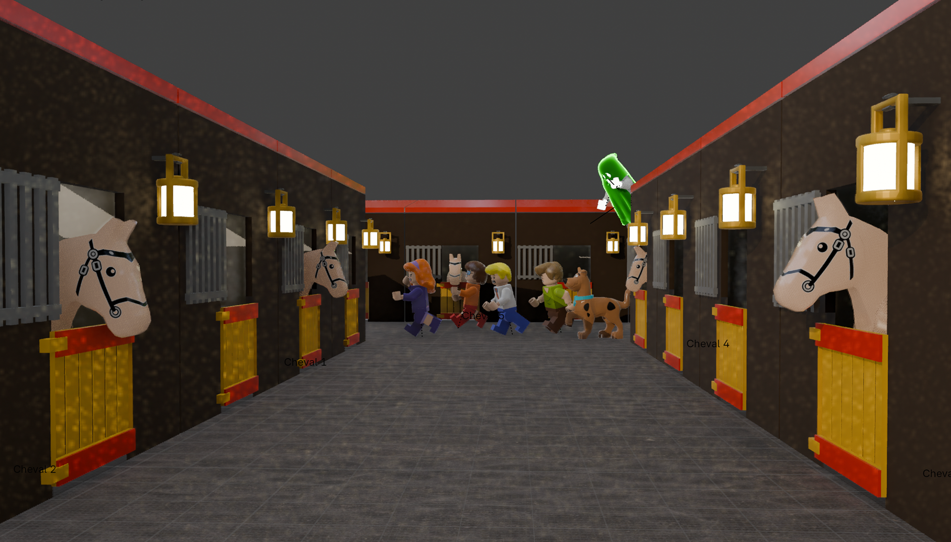 Scène dans les écuries