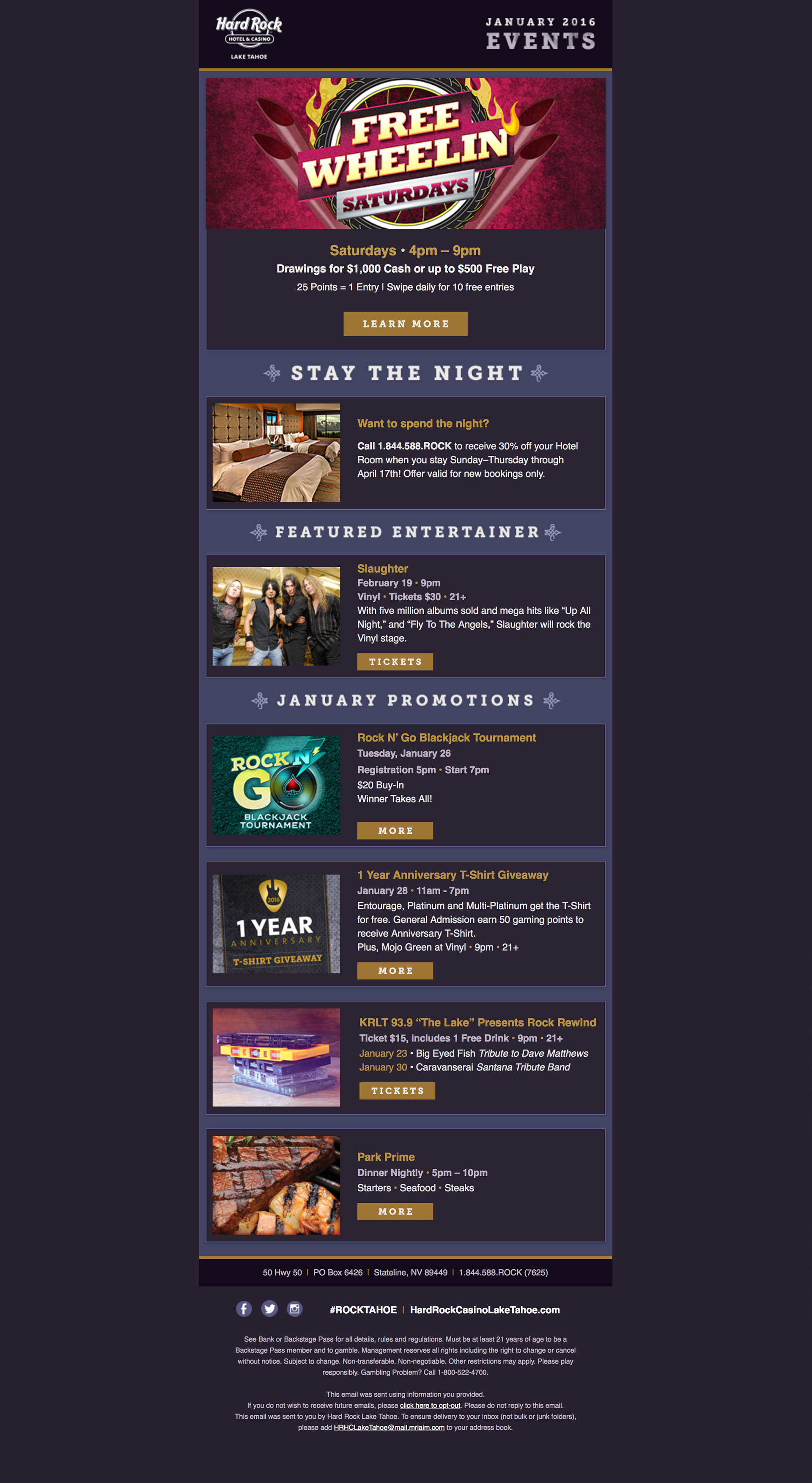 Hard Rock Monthly Email