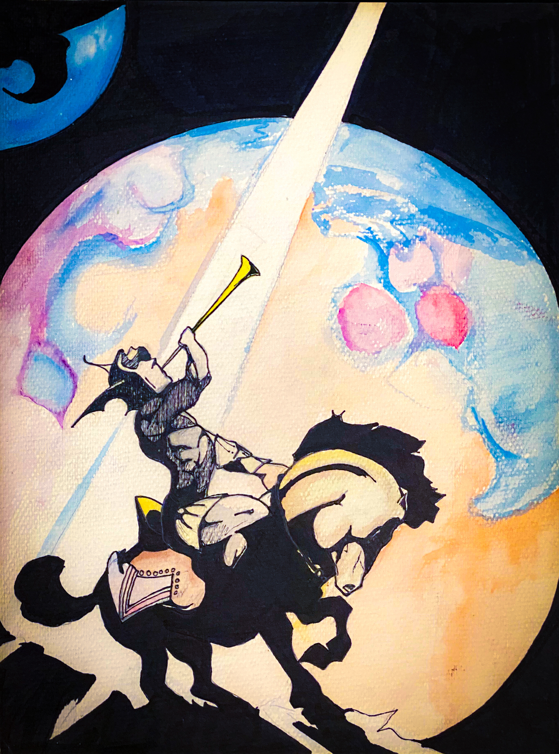 Watercolor paint on watercolor paper 11x15 Frank Frazetta "Sound"