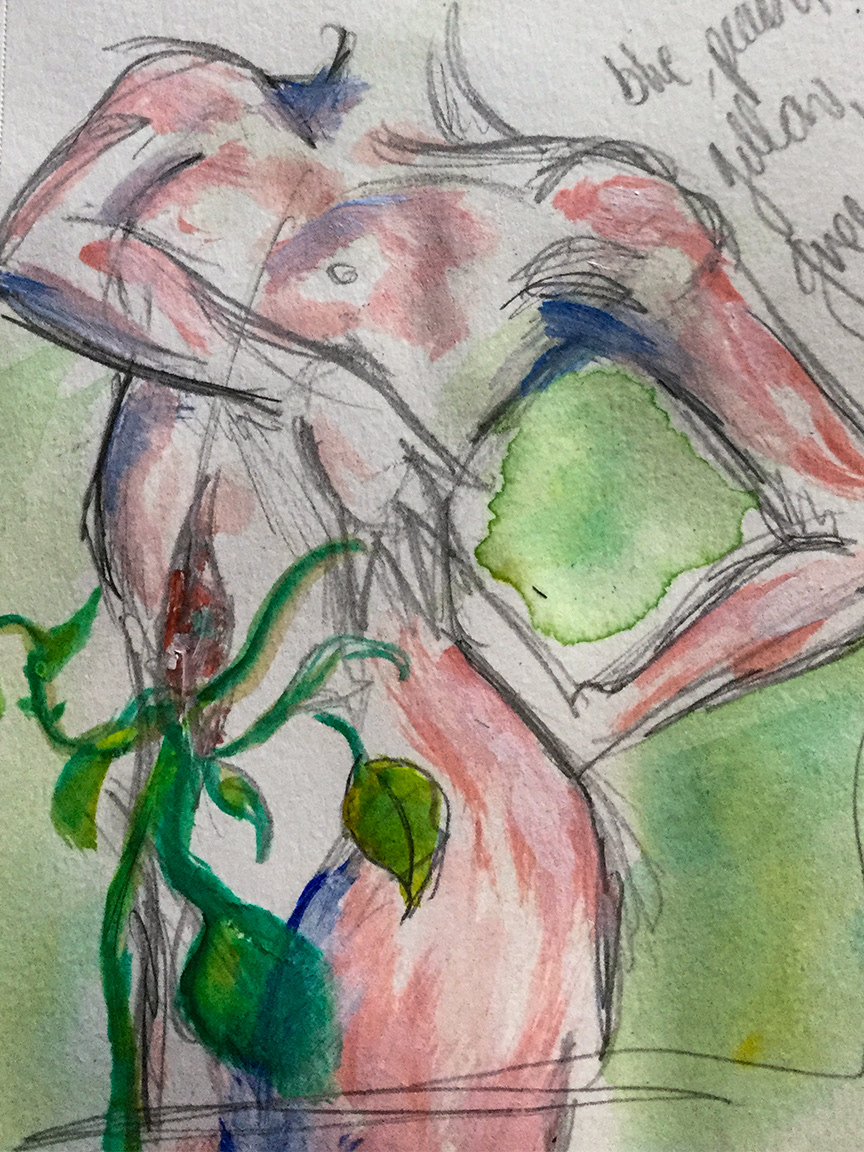 Watercolor on Strathmore white watercolor paper 16x20, figure drawing with a story