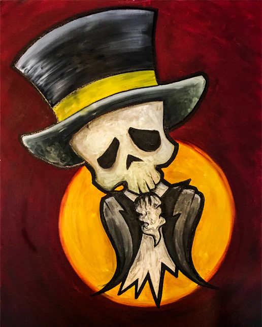 Top Hat Skull oil on canvas 16x20