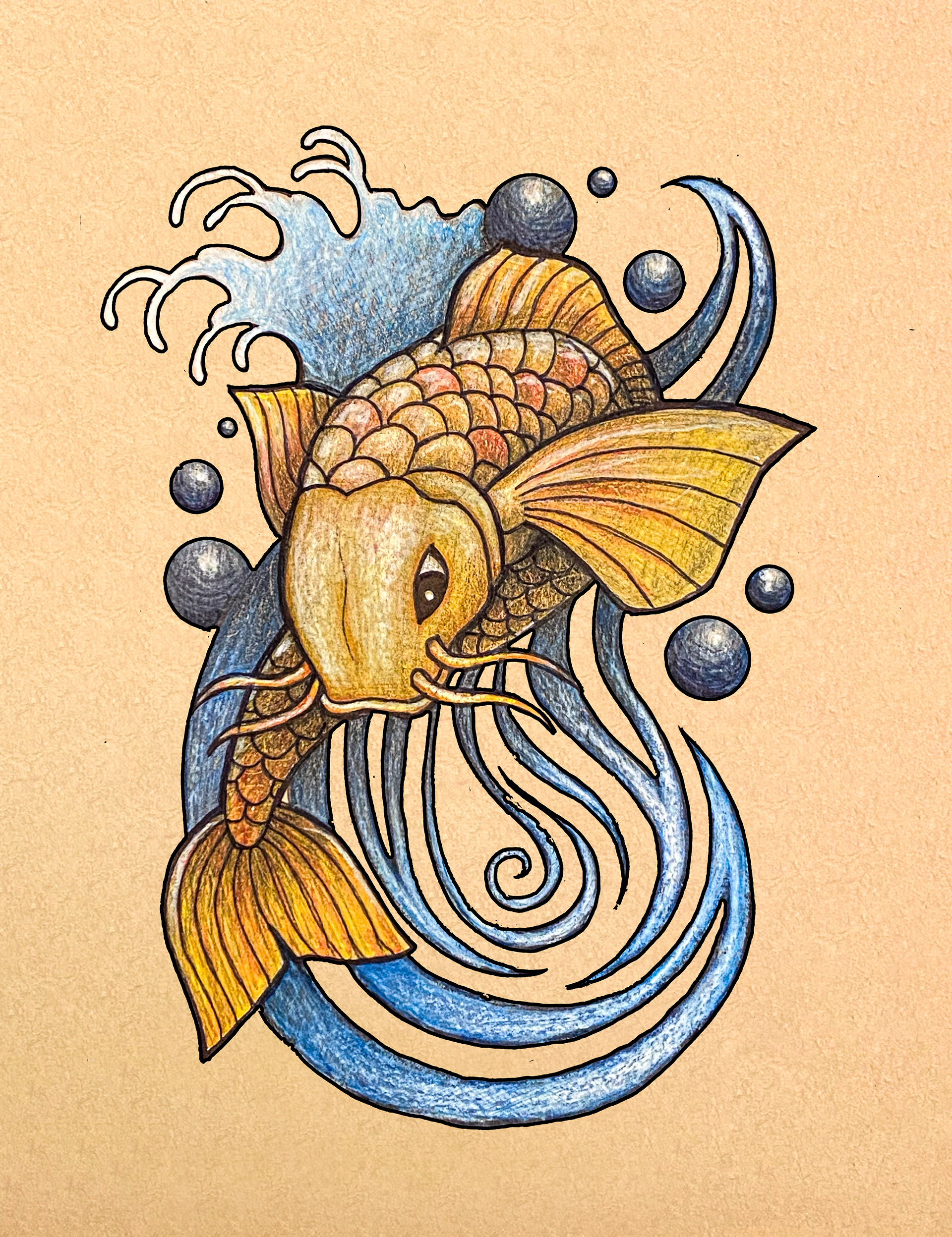 China Marker on Strathmore toned tan paper 8.5x11