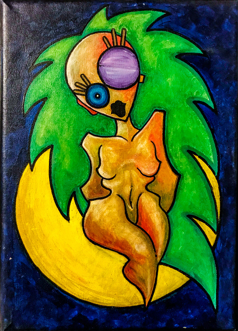 Alien Female oil on canvas 8x12