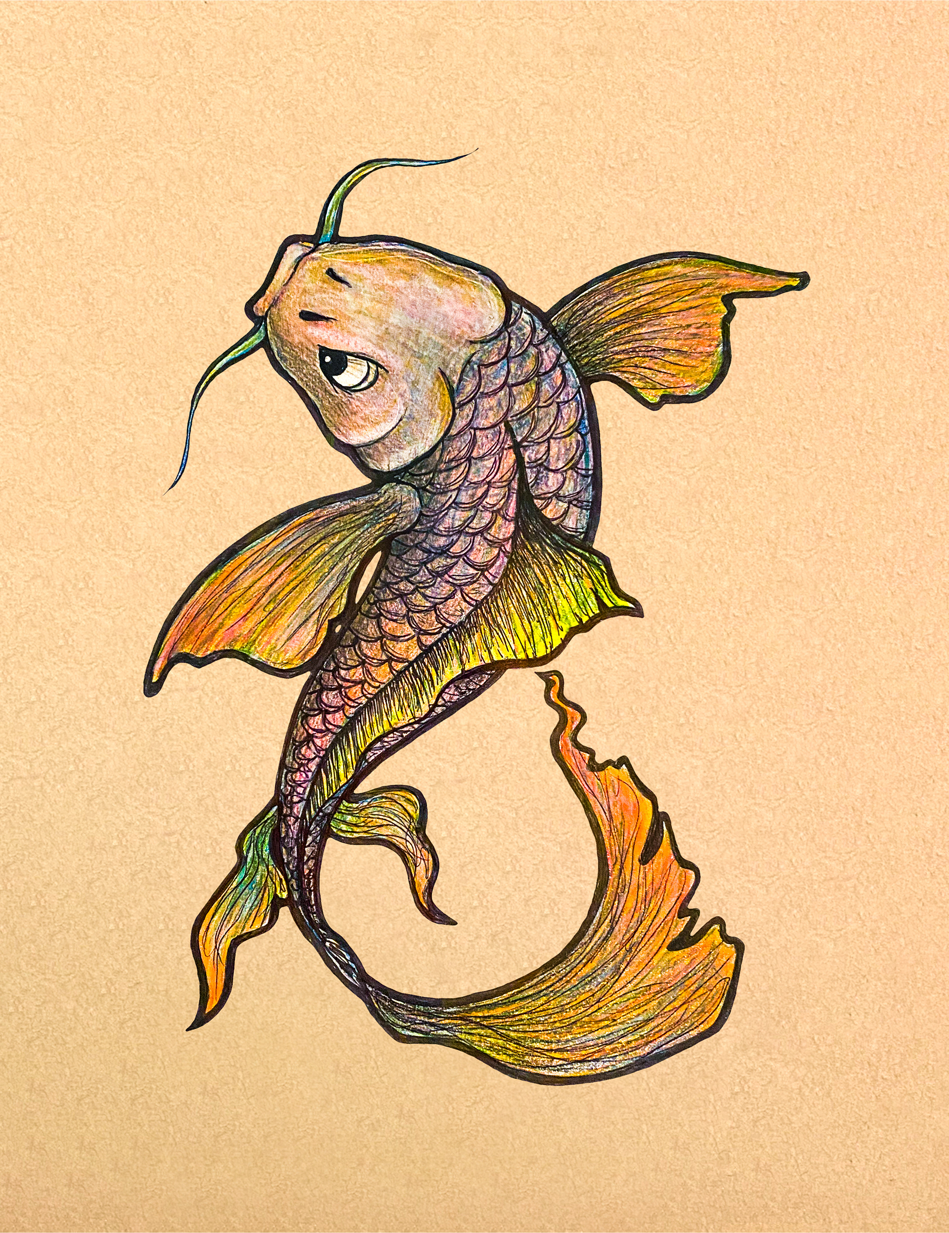 China Marker on Strathmore toned tan paper 8.5x11
