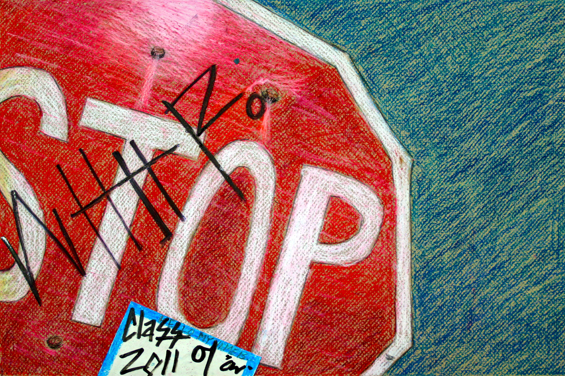 Oil pastel on Canson grey paper 12x16, mundane object assignment