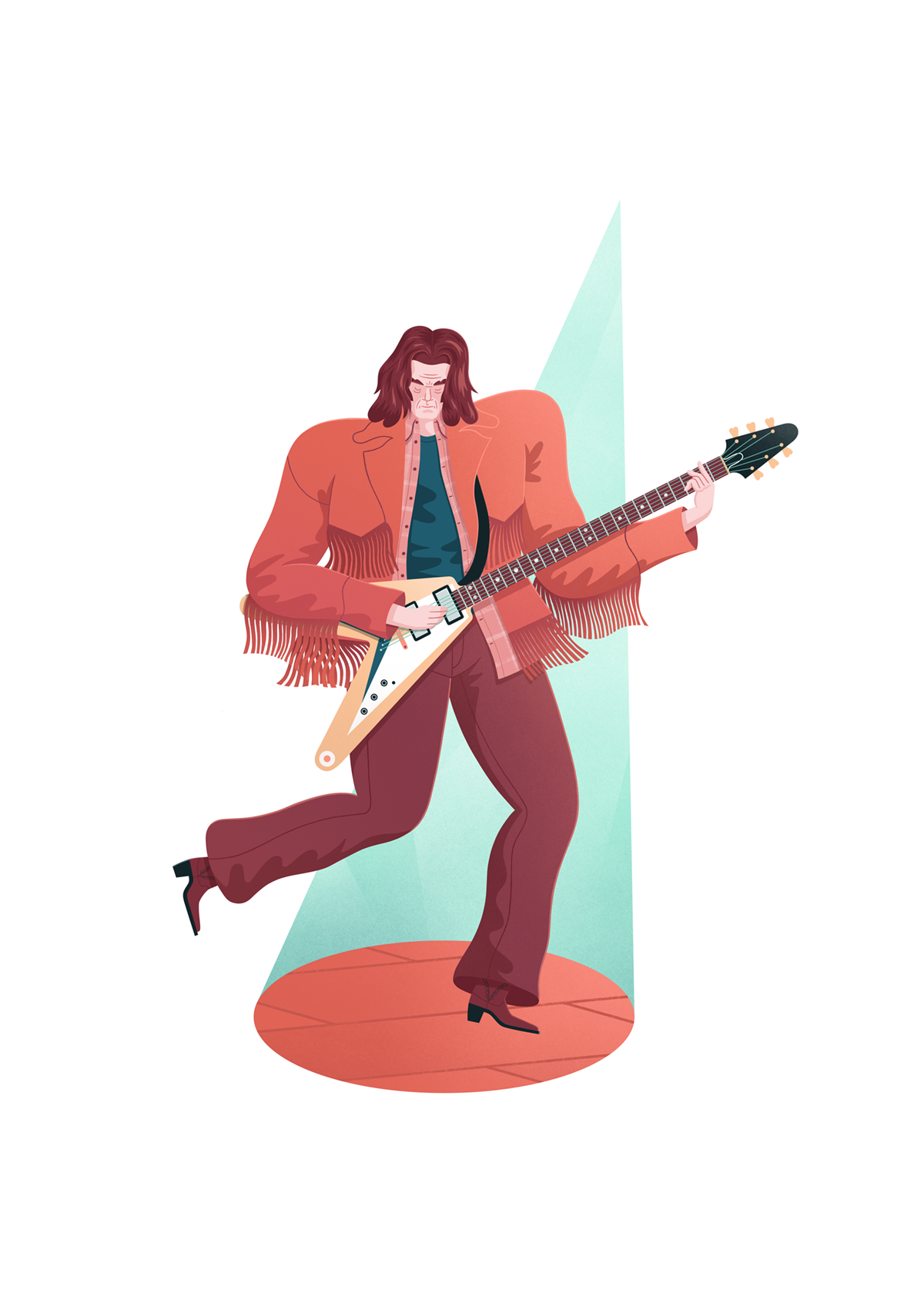 Jacob Stead illustration drawing art editorial magazine Bristol Neil Young guitar musician 