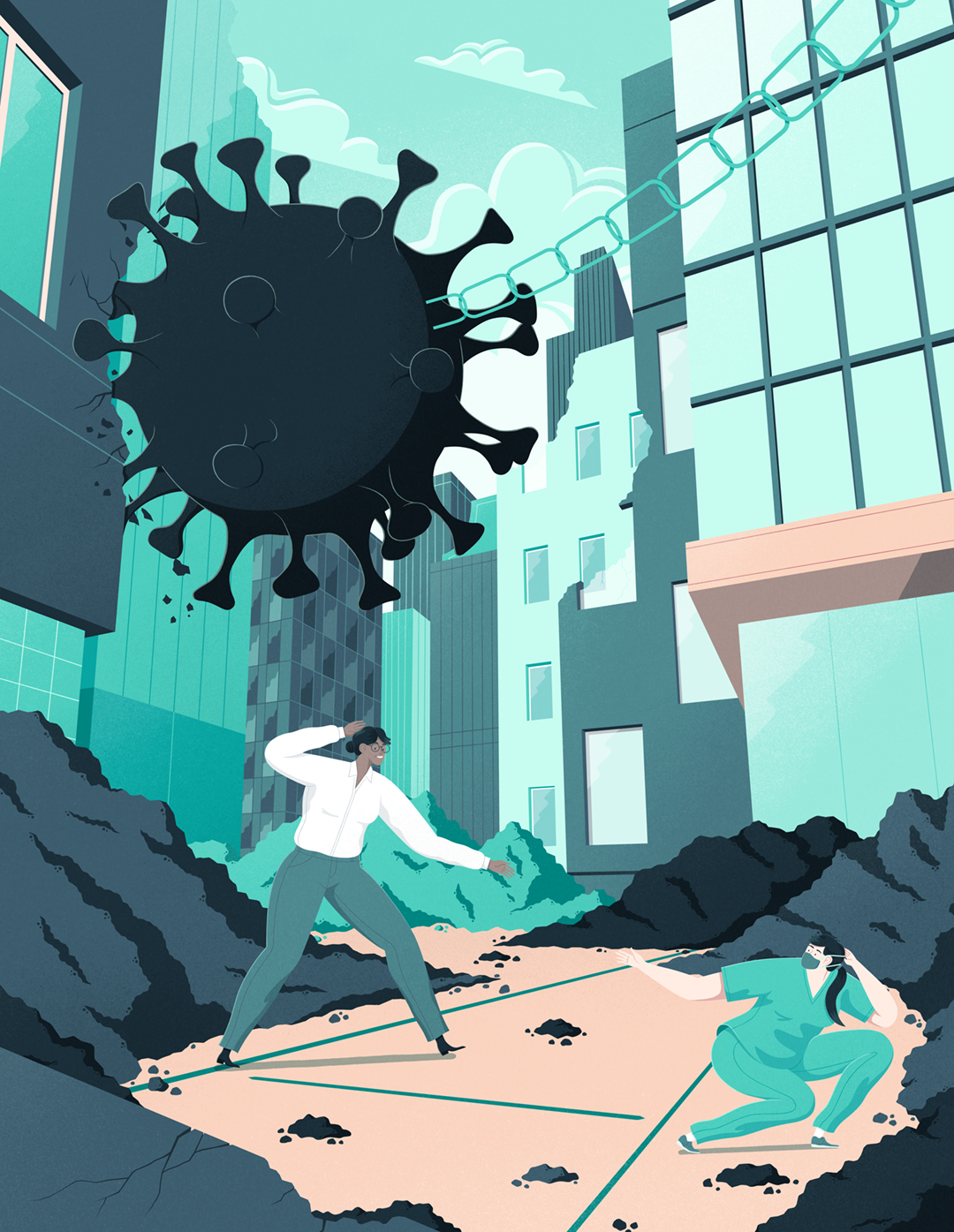 Jacob Stead illustration drawing art editorial magazine Bristol The Guardian The Observer coronavirus cobid-19