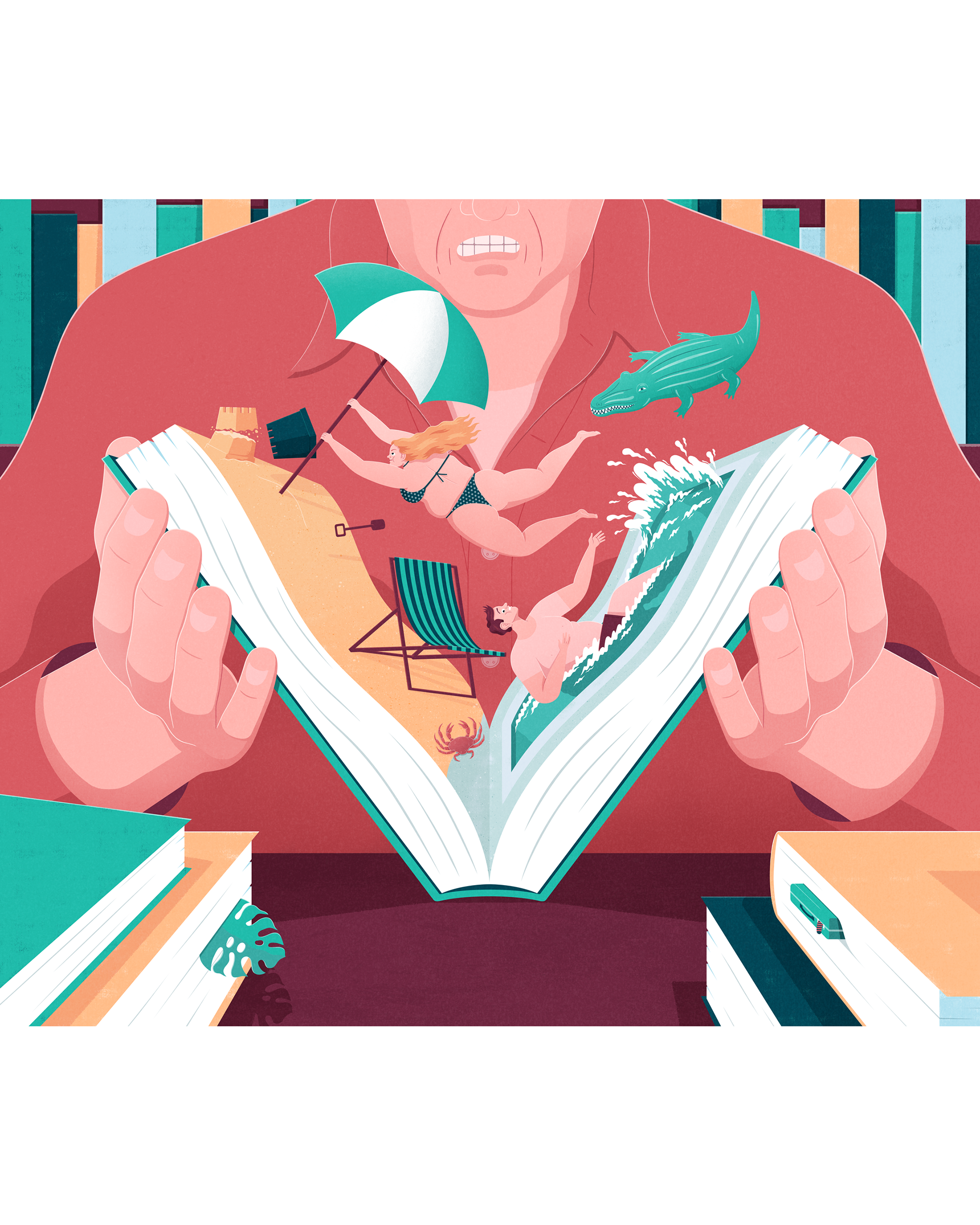 Jacob Stead illustration drawing art editorial magazine Bristol holiday vacation books beach swimming