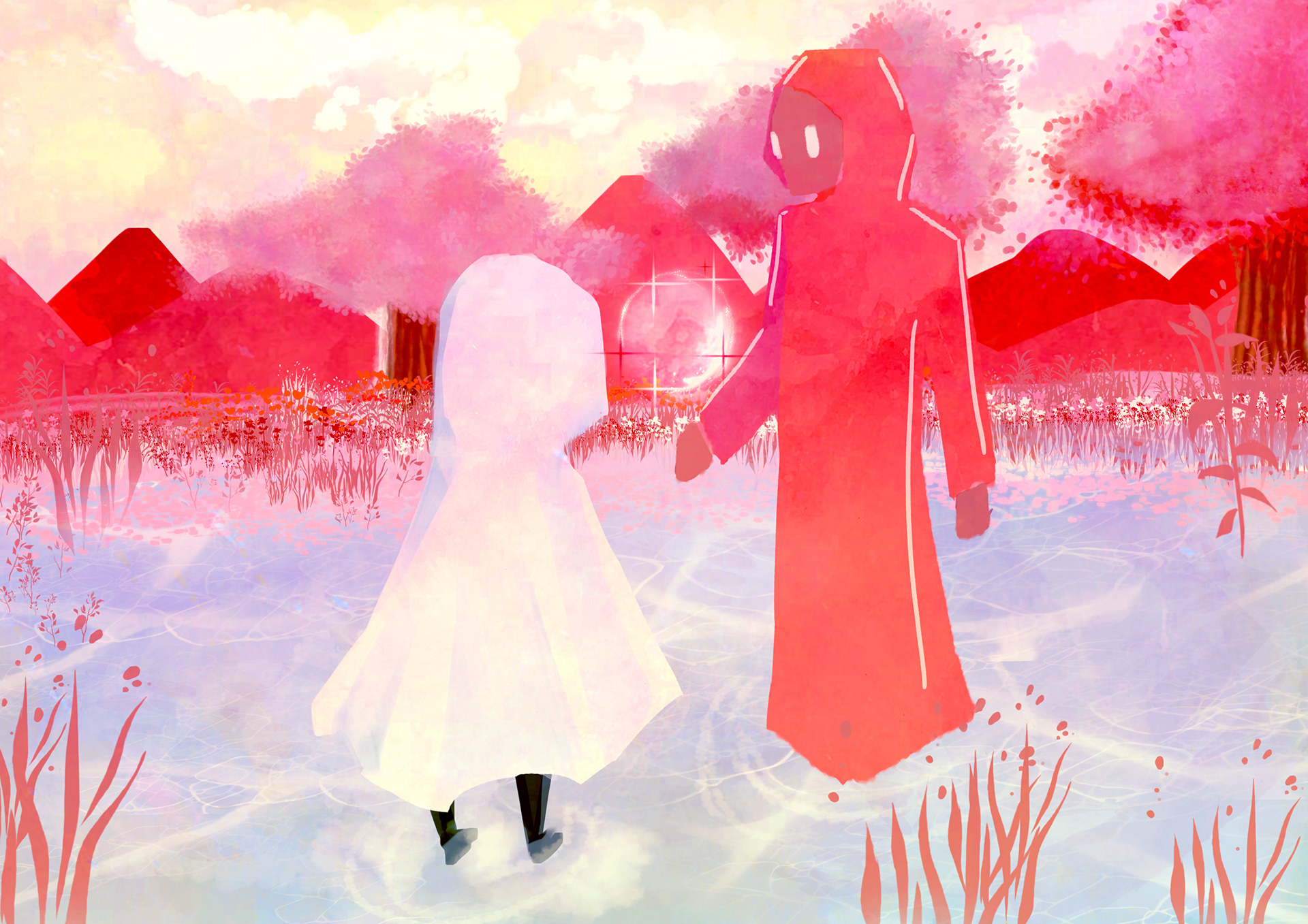 Concept art of player character saving the character in need