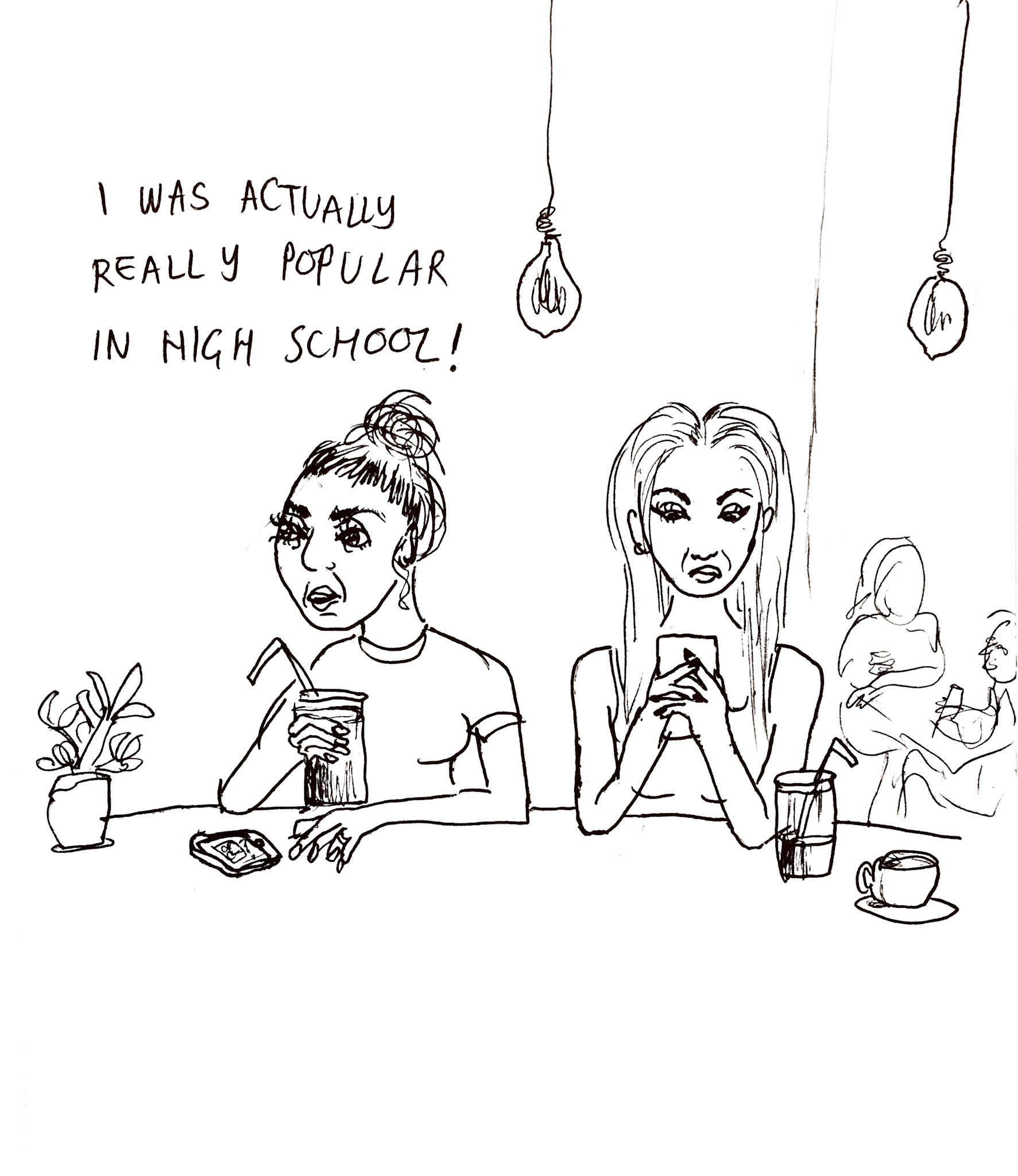 Juice Bar (2018), pen on paper, 6 x 8"