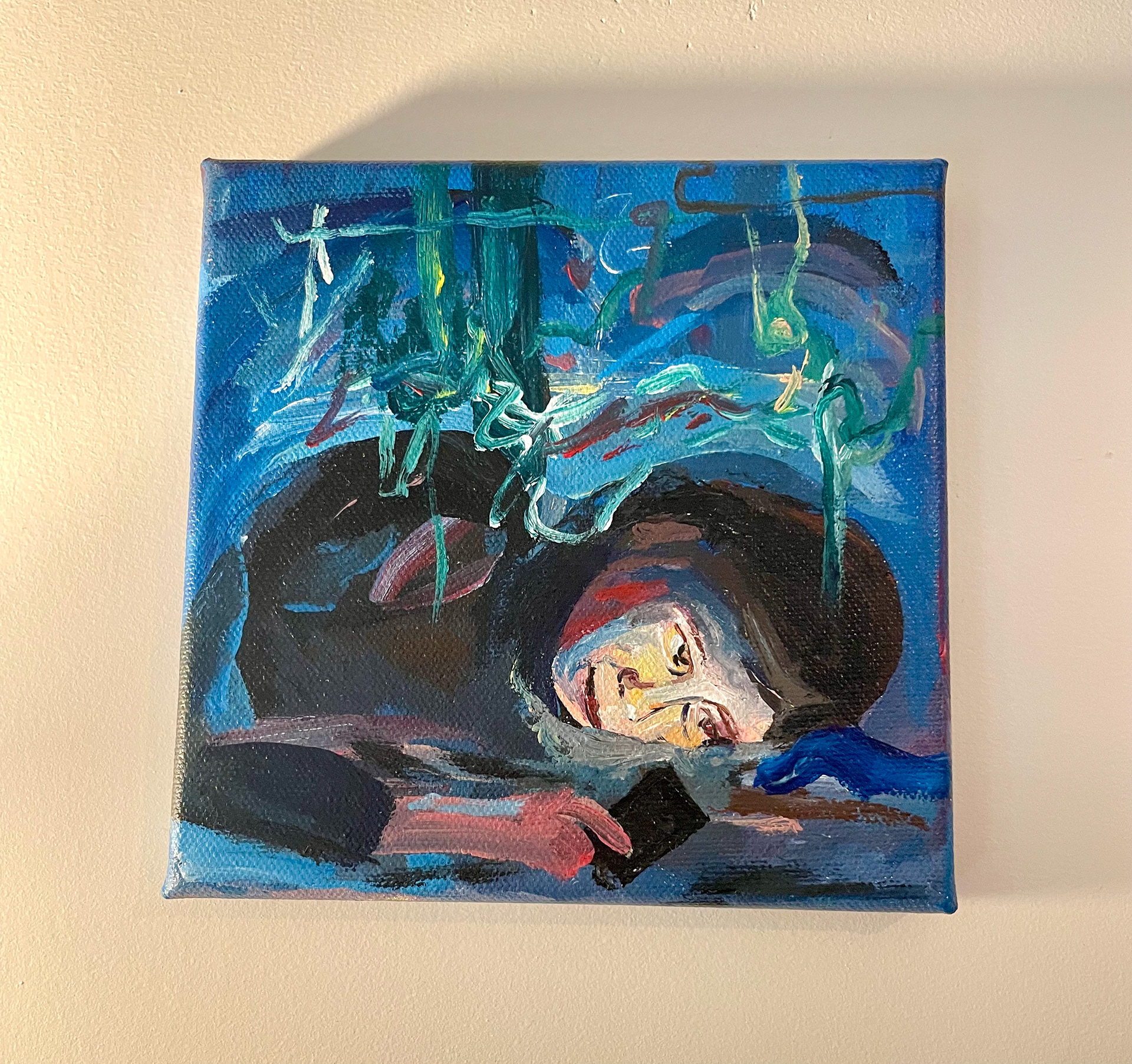 3am, acrylic on canvas, 2023, 15x15cm, $150.