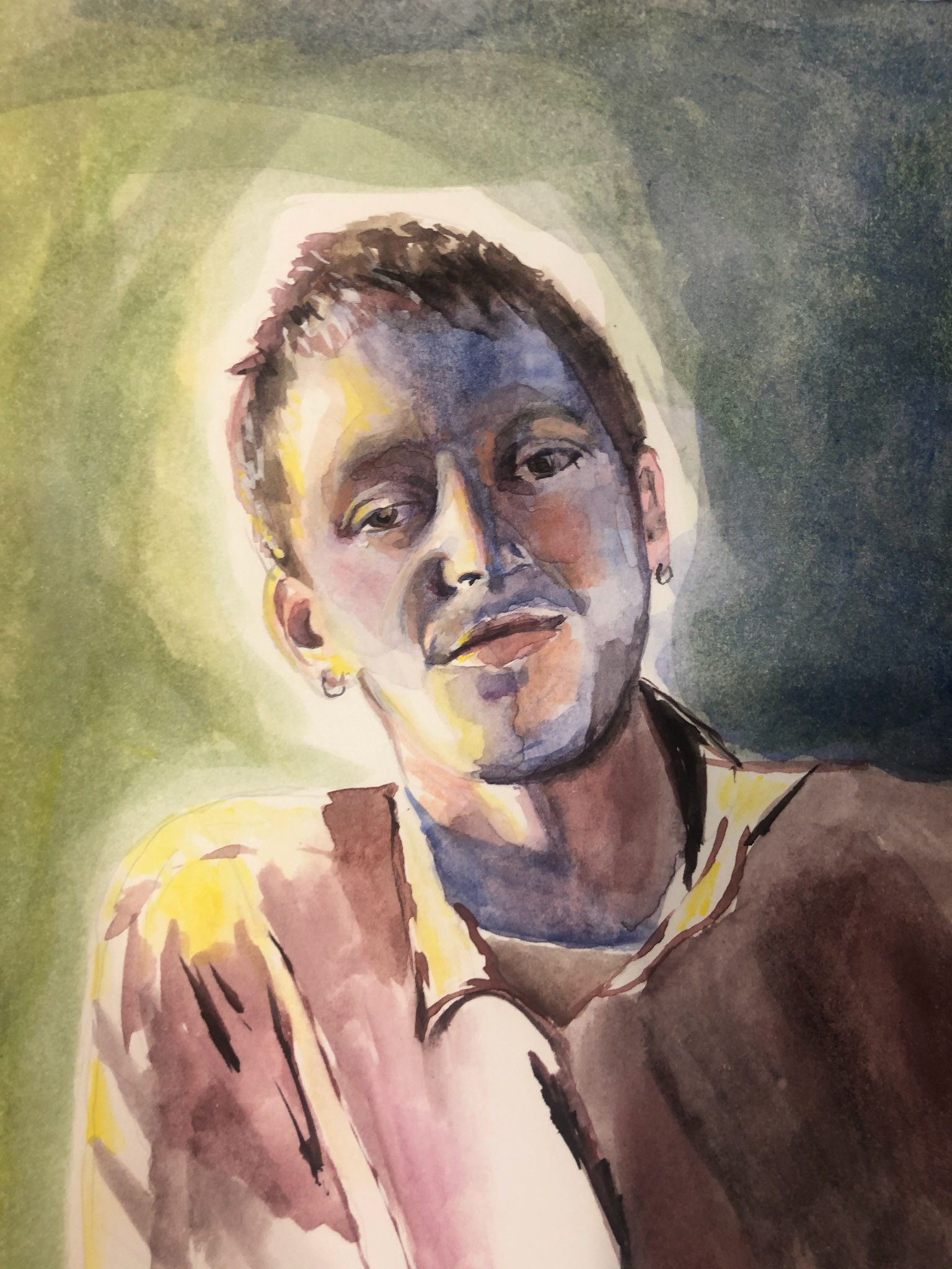 Reuben (2021), pen and watercolour on paper, 6 x 8 "