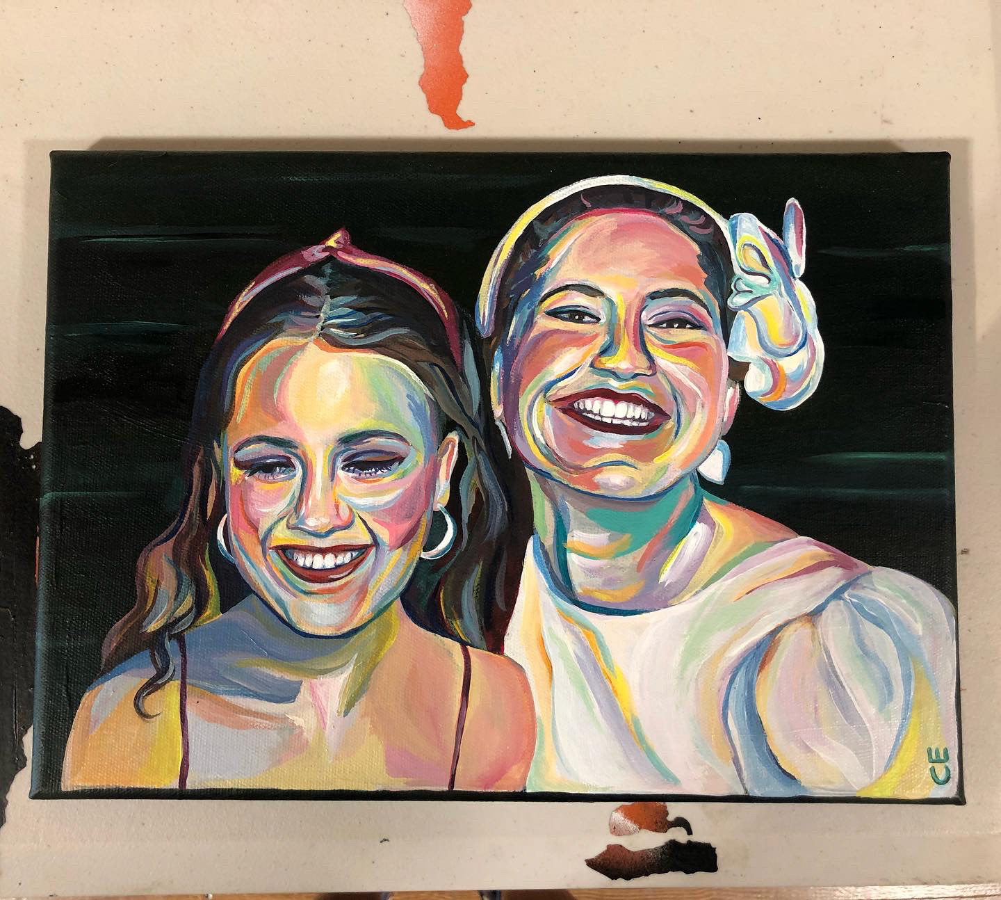 Bec & Ellie (2021), acrylic on canvas, 12 x 16 "