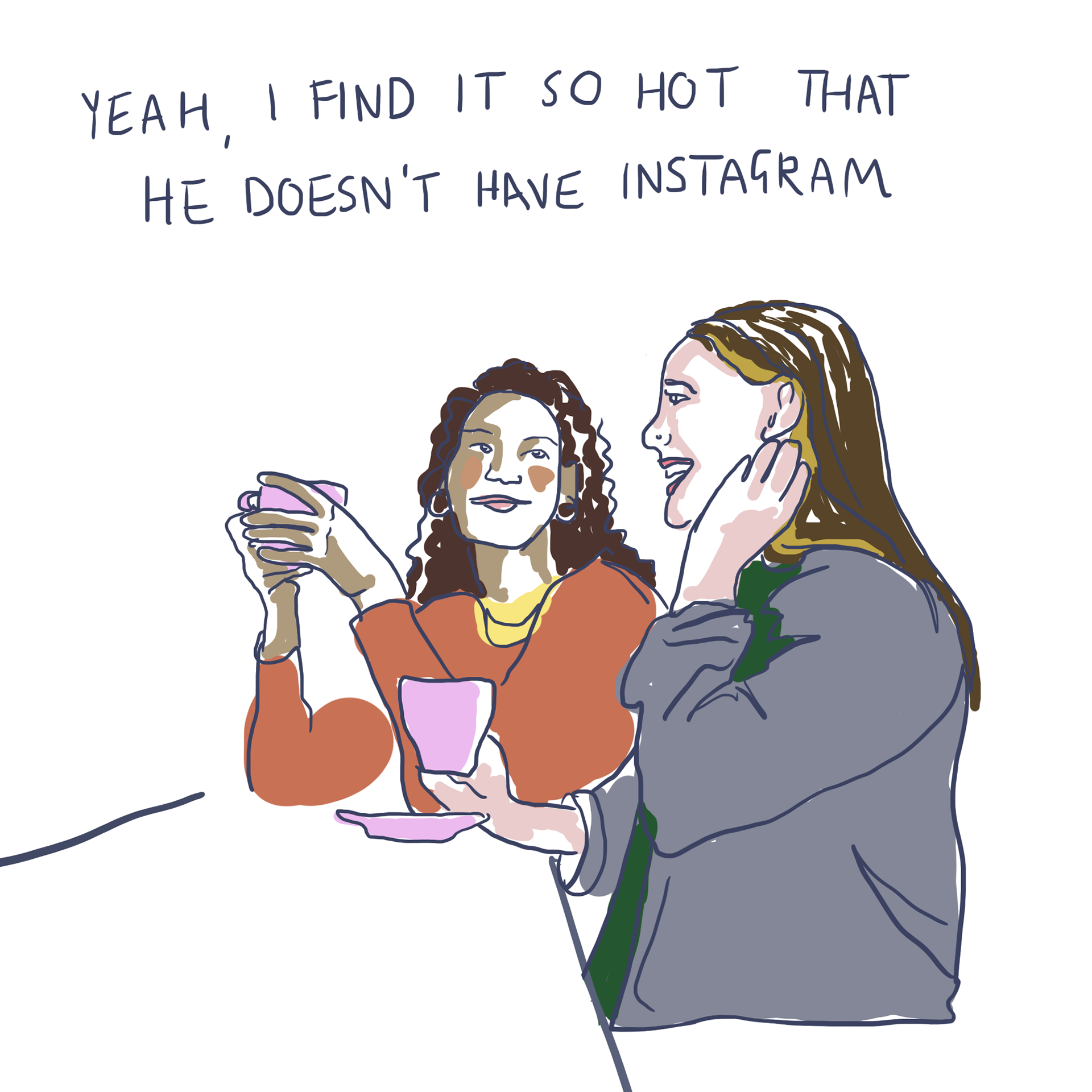 Doesn't have Instagram, digital illustration, 2023.