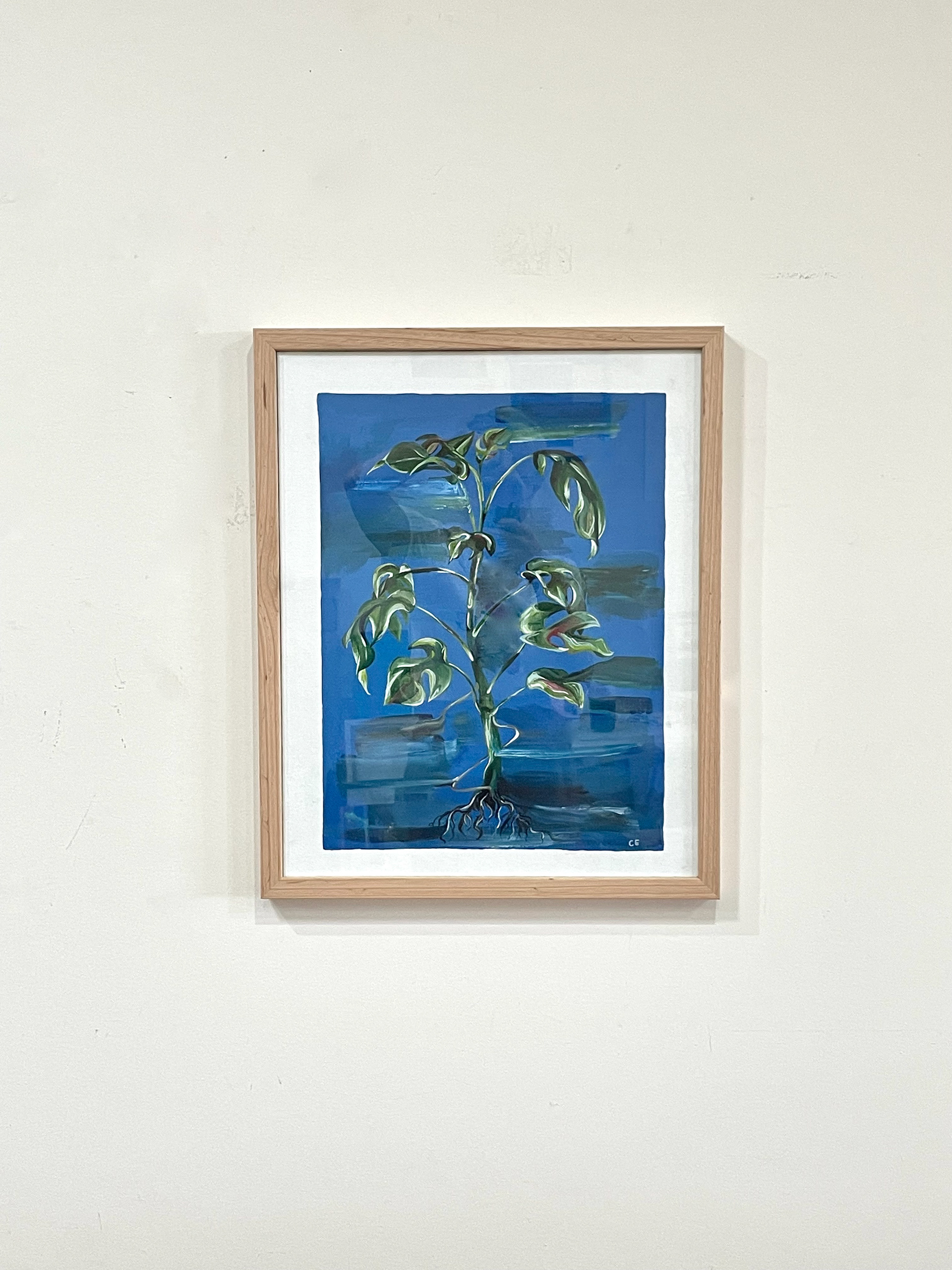 Monstera - framed acrylic on canvas, 14 x 20 " - $300