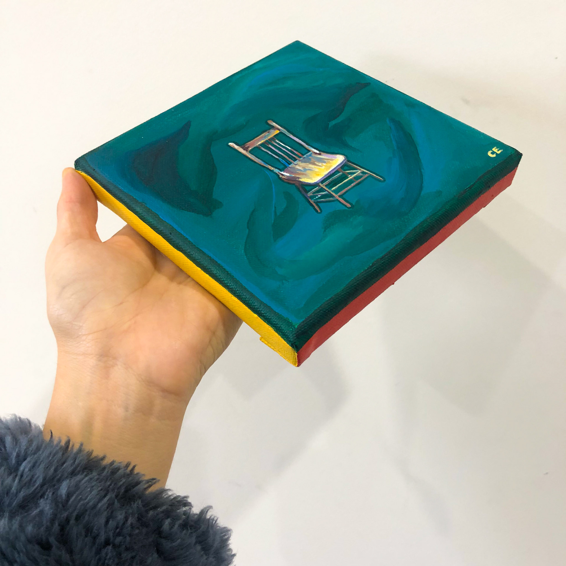 Chair (2022), acrylic on canvas, 8 x 8 "