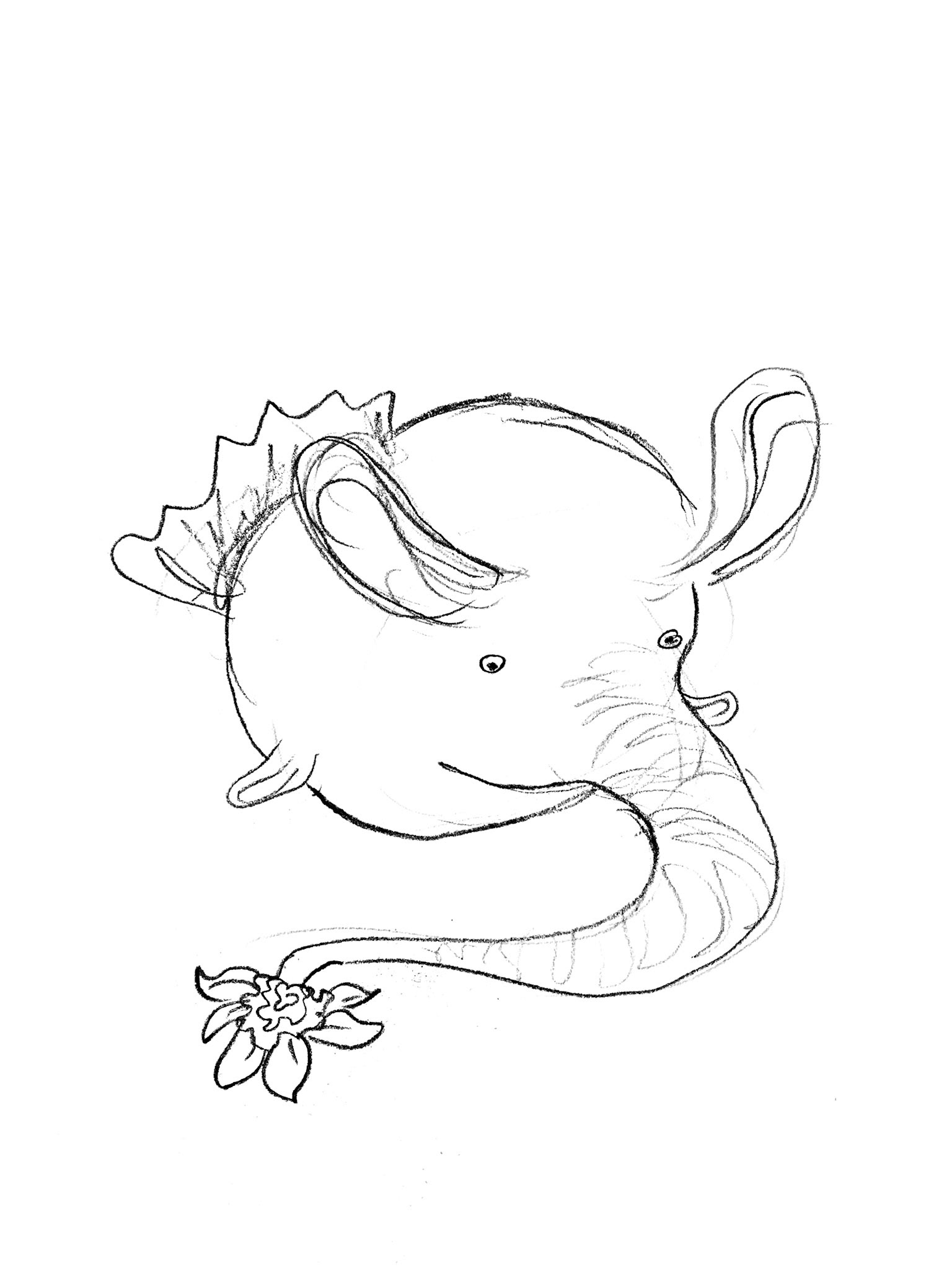 Elephant sphere (2018), pencil on paper, 8 x 8 "