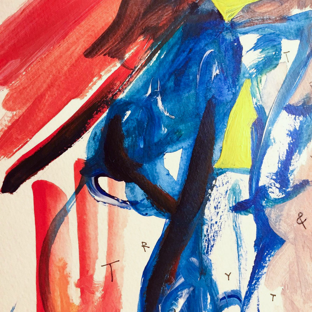 [Detail 2] Trying (2019), pen and acrylic on paper, 8 x 10 "