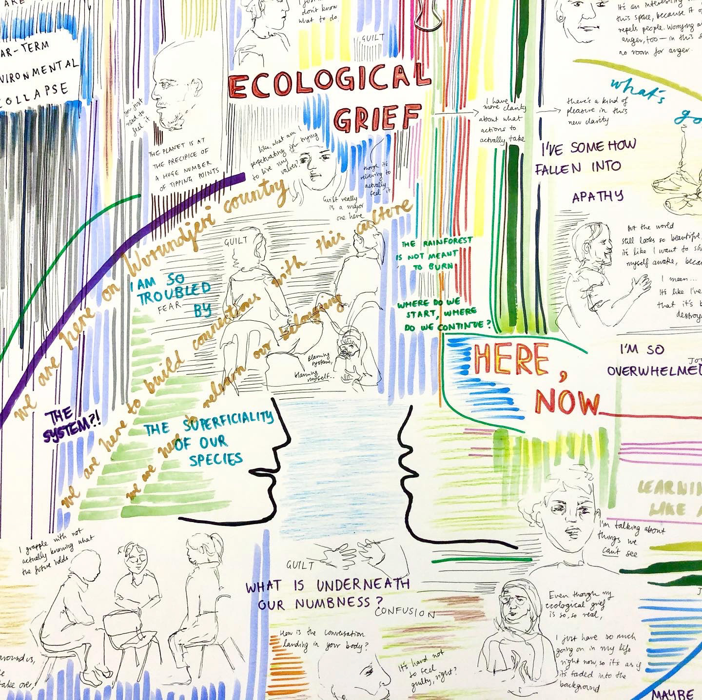 Ecological Grief (2021), pen, marker, and pencil on paper, 22 x 33 "