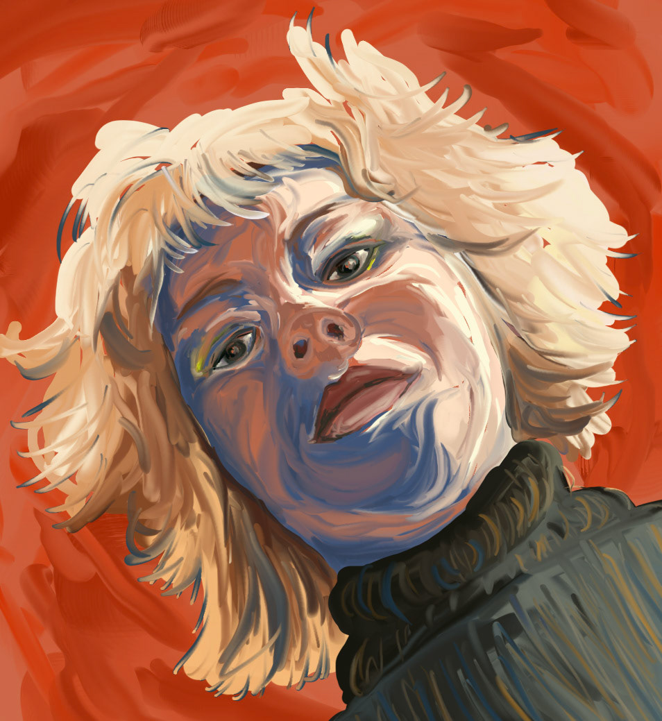 Self-portrait in Red (2020), Digital painting