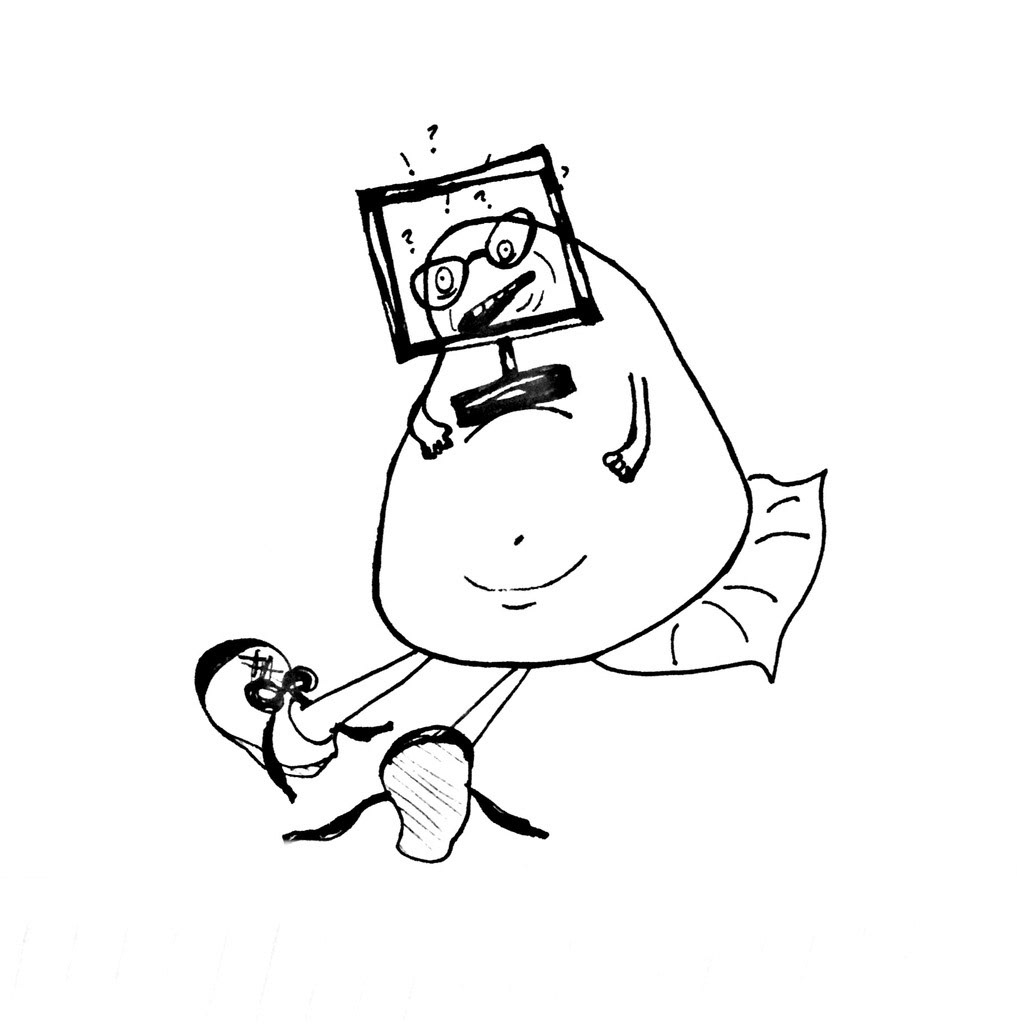 TV slob (2019), pen on paper, 4 x 4 "