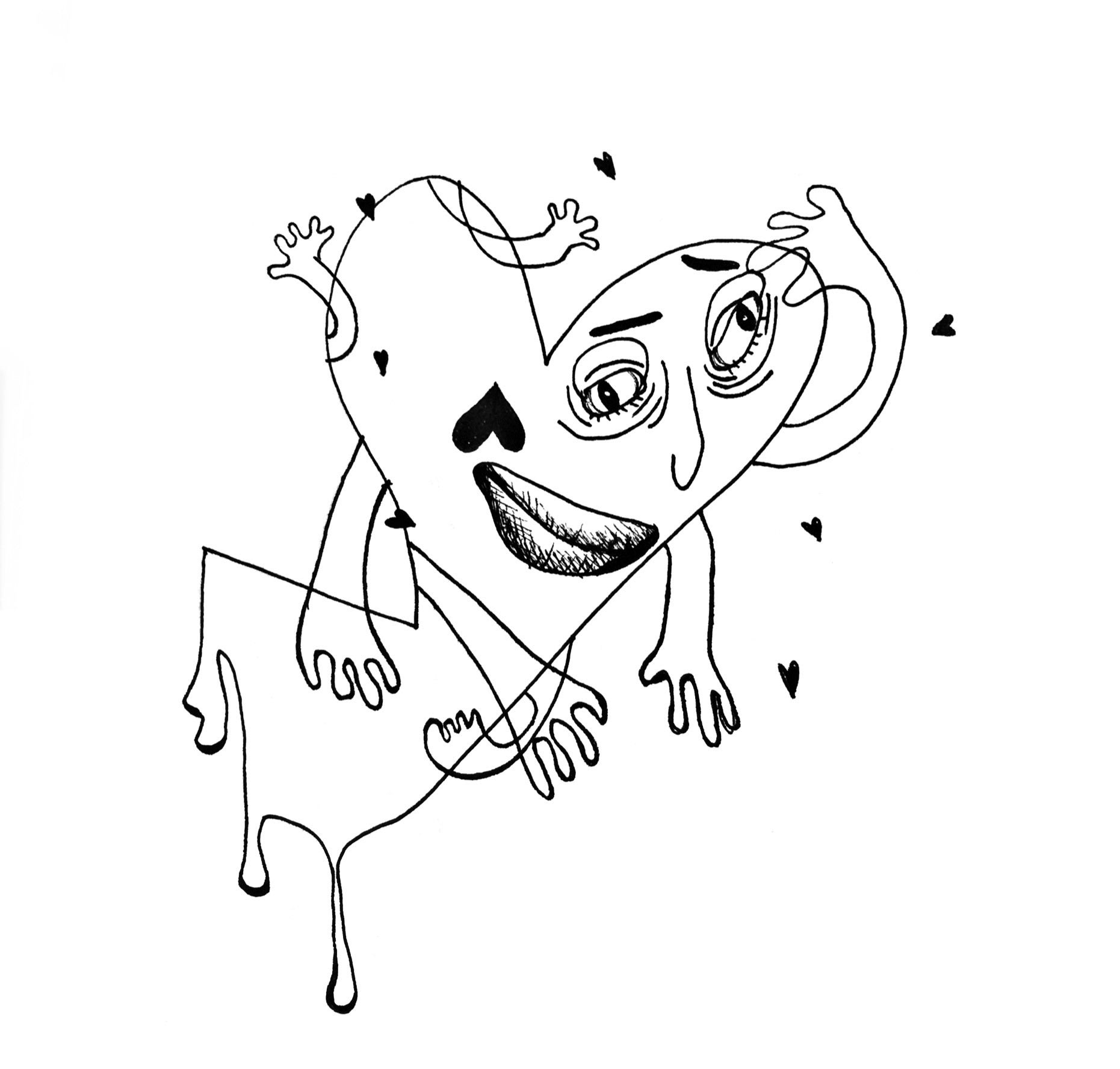 Lovesick (2019), pen on paper, 8 x 8 "
