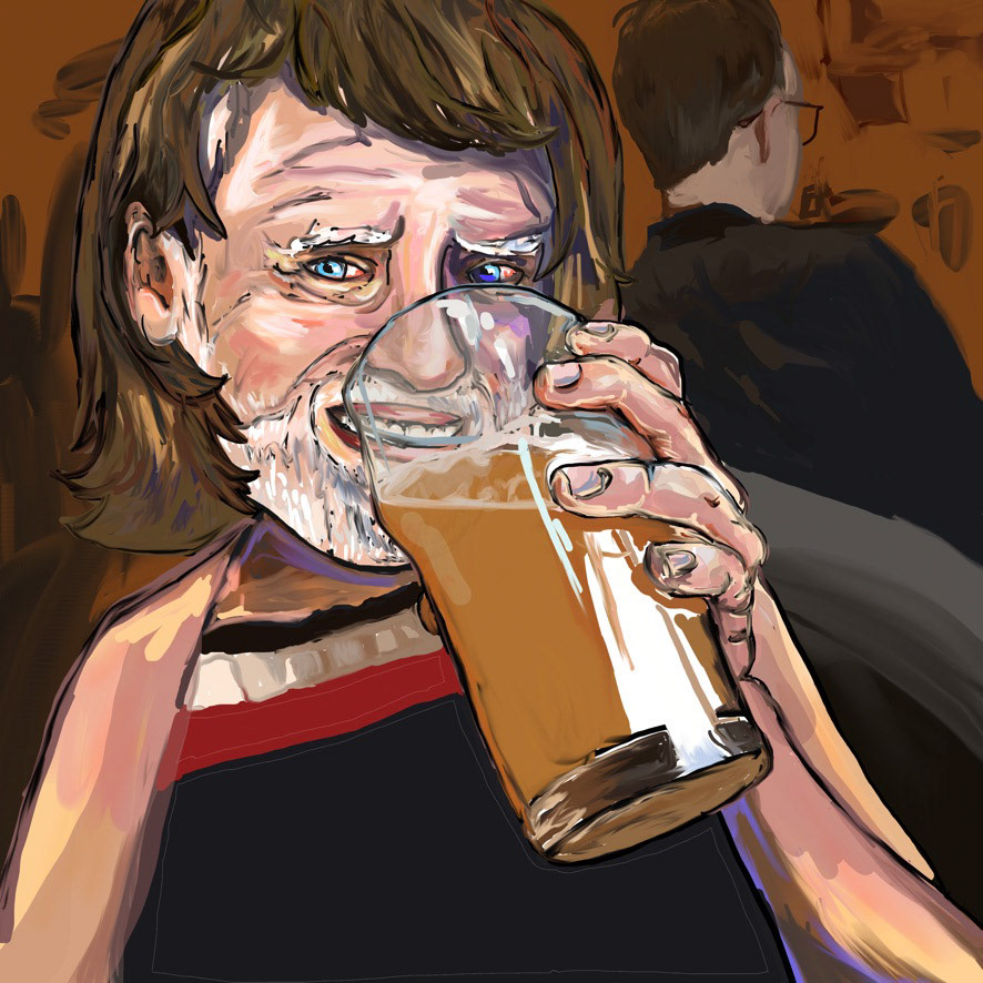Sad Harold at the Pub (2021), Digital painting
