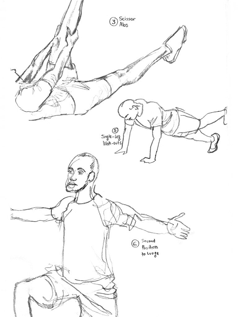 Work out sketches (2019), pencil on paper, 8 x 10"