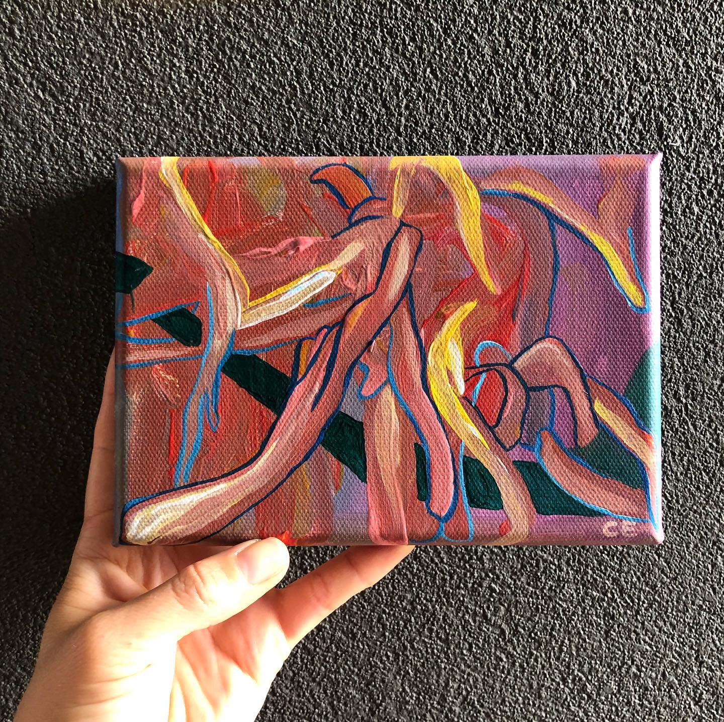 Pink Abstractions (2021), Acrylic on canvas, 6 x 8 "