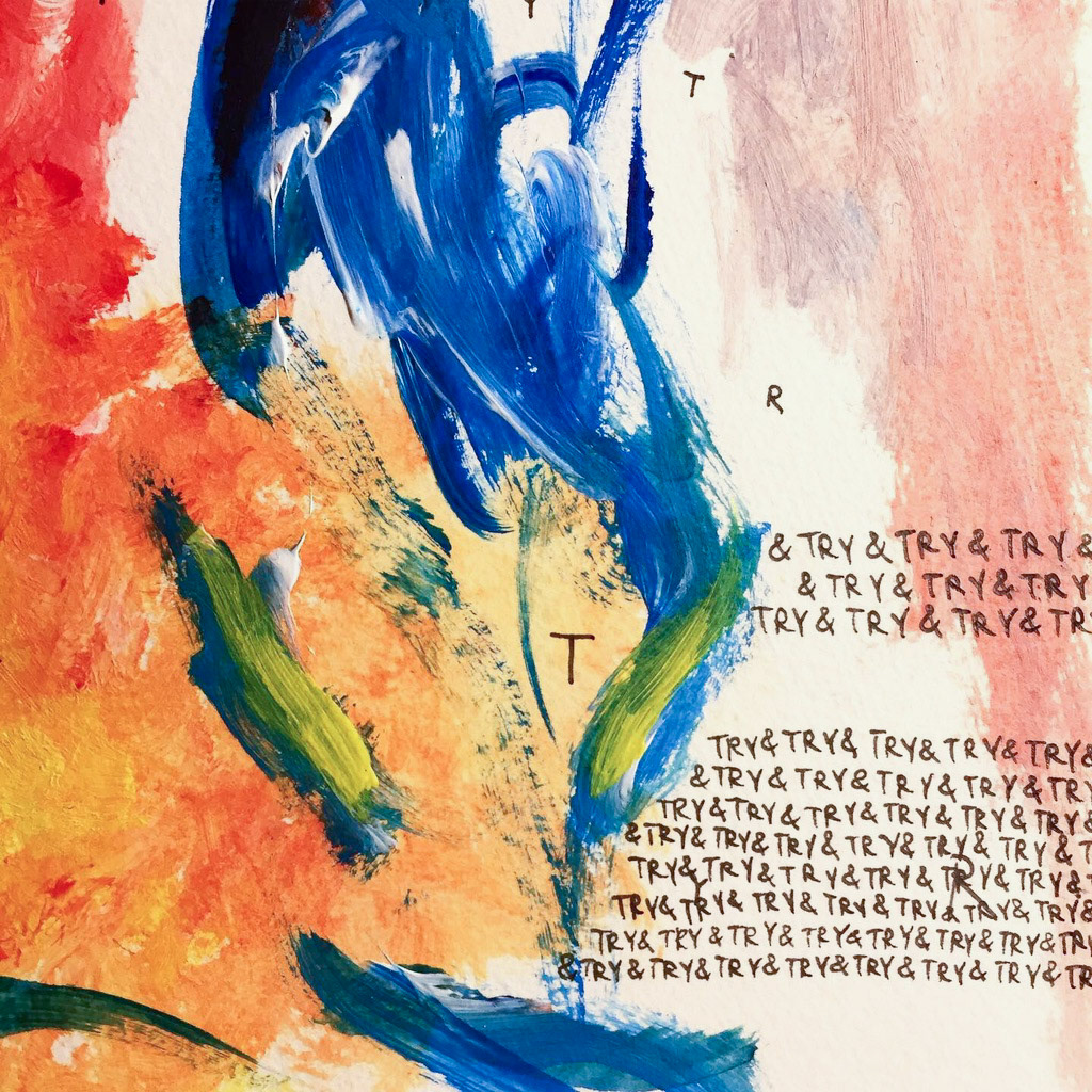 [Detail] Trying (2019), pen and acrylic on paper, 8 x 10 "