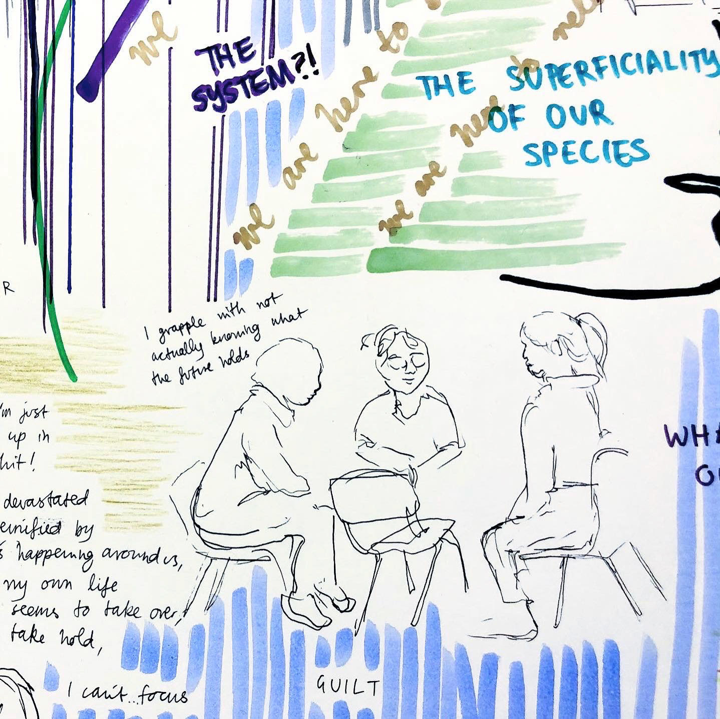 [Detail] Ecological Grief (2021), pen, marker and pencil on paper, 22 x 33 "