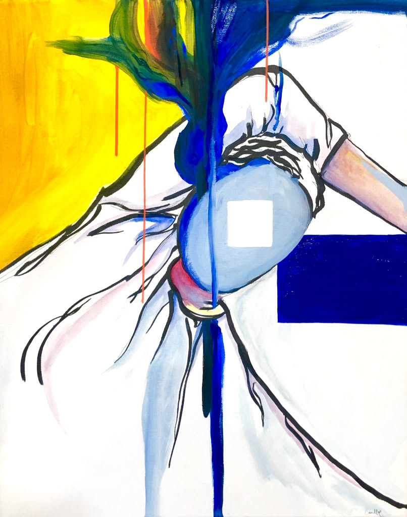 Anonymous (2020), Acrylic and pen on canvas, 11 x 14 "