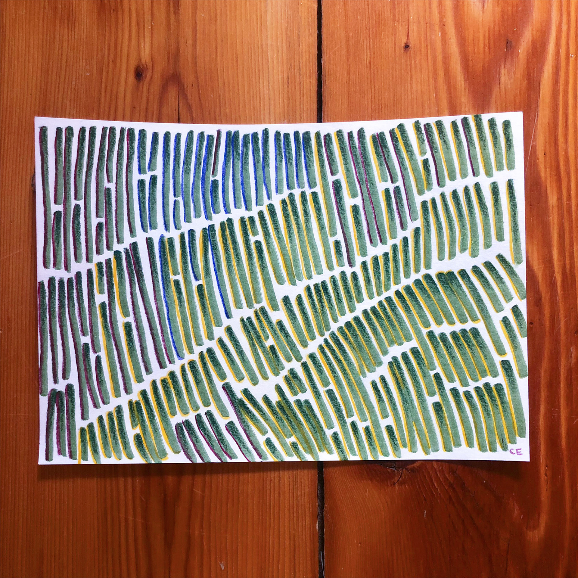 Lines (2021), pencil on paper, 6 x 8 "