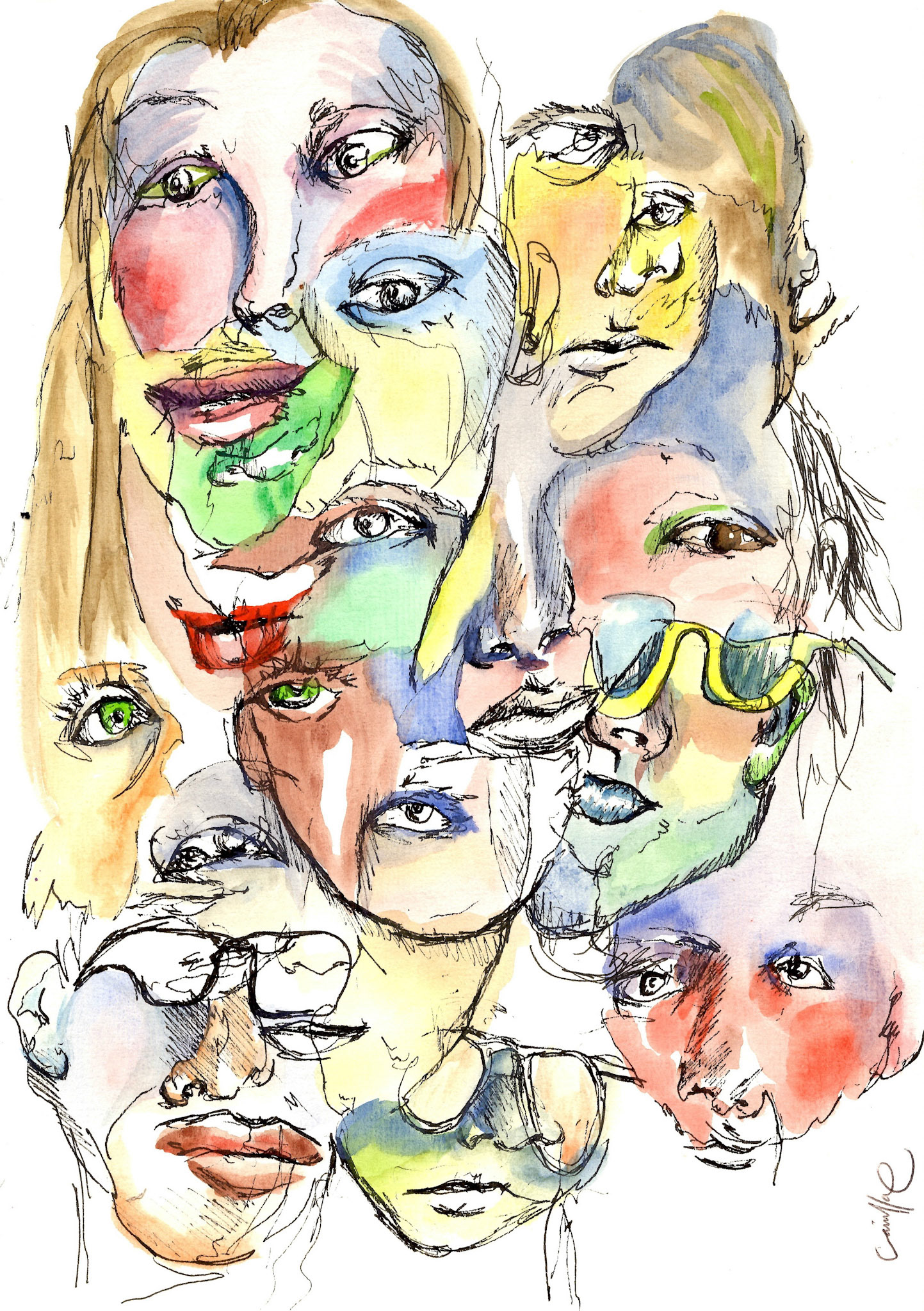 College (2013), Pen and watercolour on paper, 8 x 10 "